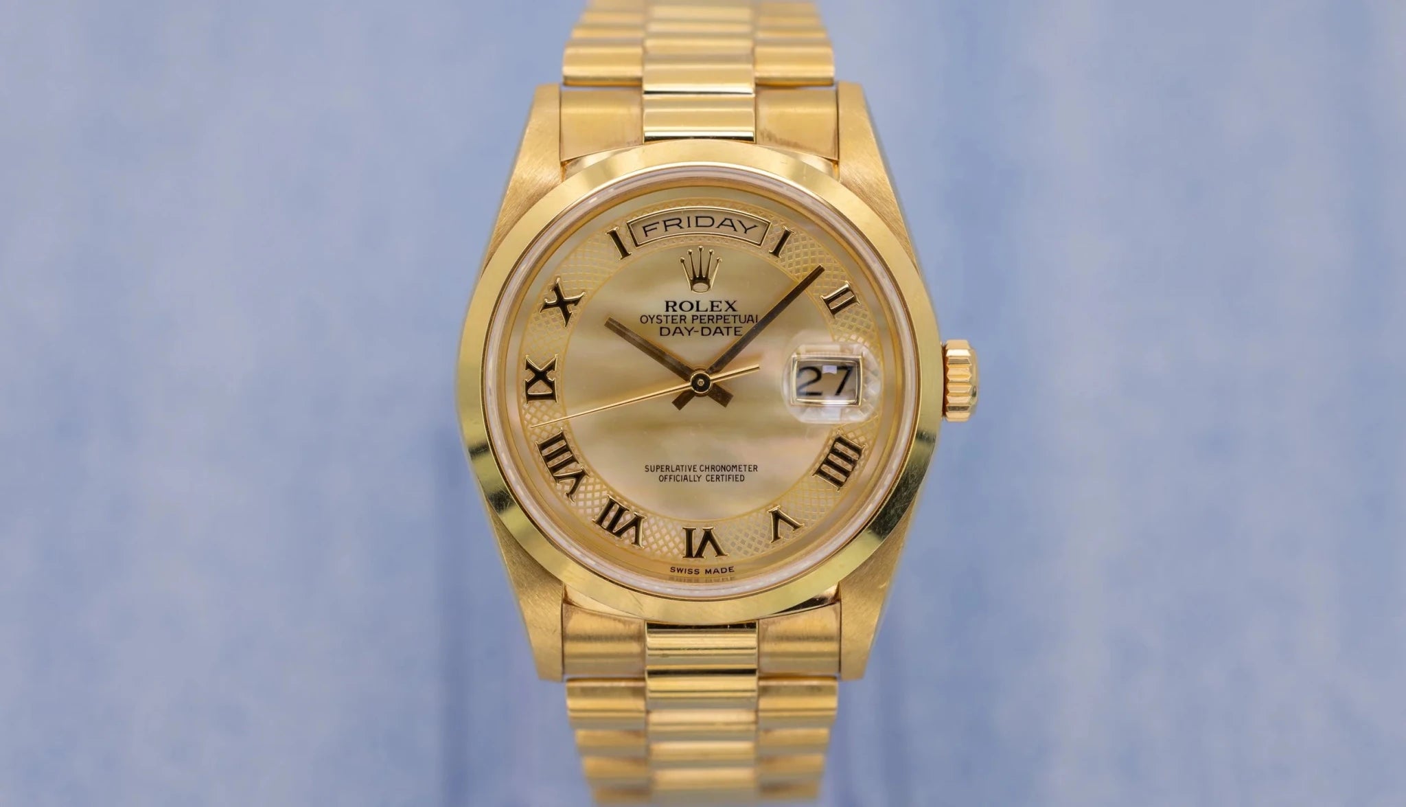 1999 Rolex Day-Date Ref. 18208 | Mother of Pearl Myriad Dial | 18K YG - Sierra Time Co