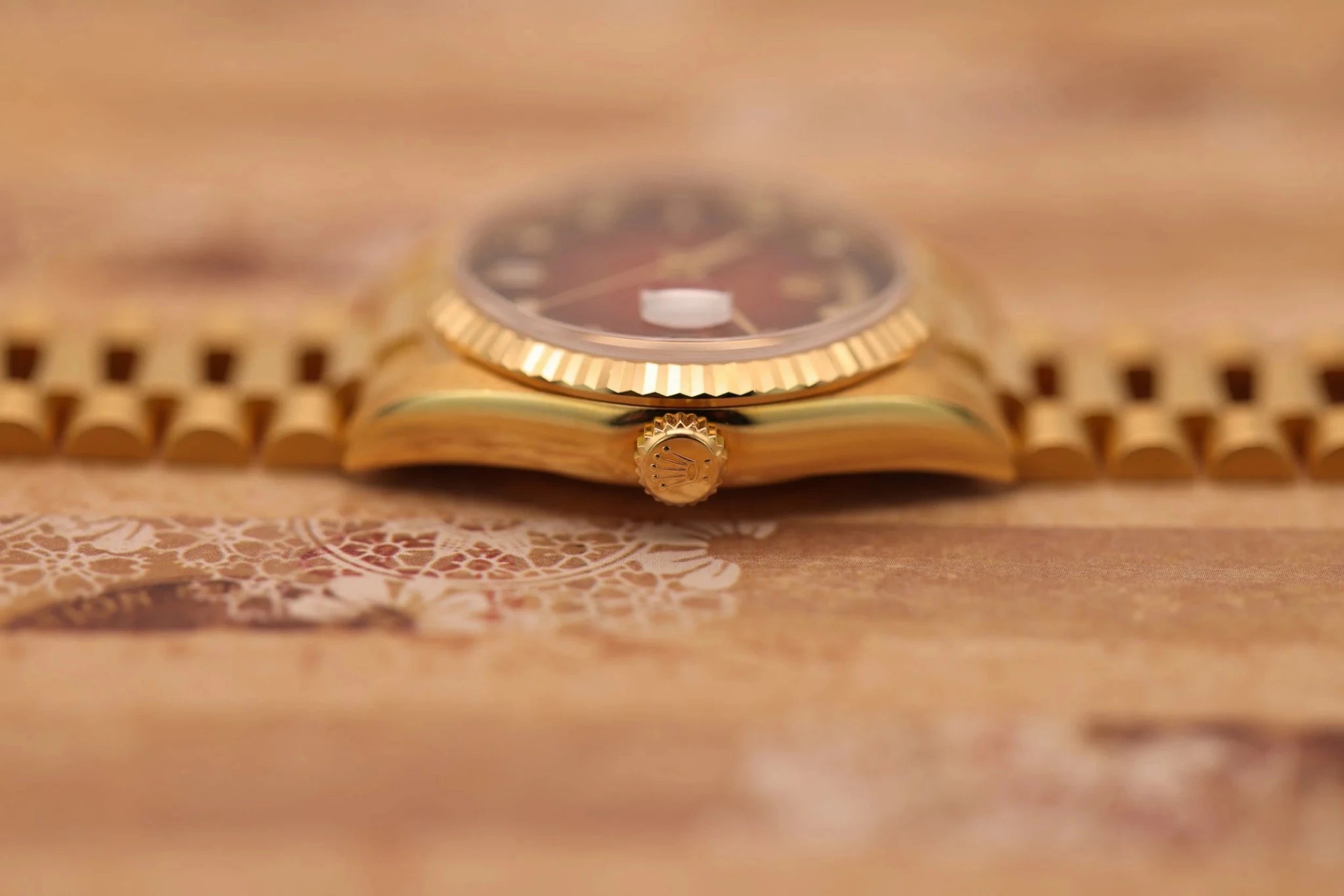 1999 Rolex Day-Date Ref. 18238 | Red Vignette Diamond Dial | Mint Condition - Sierra Time Co