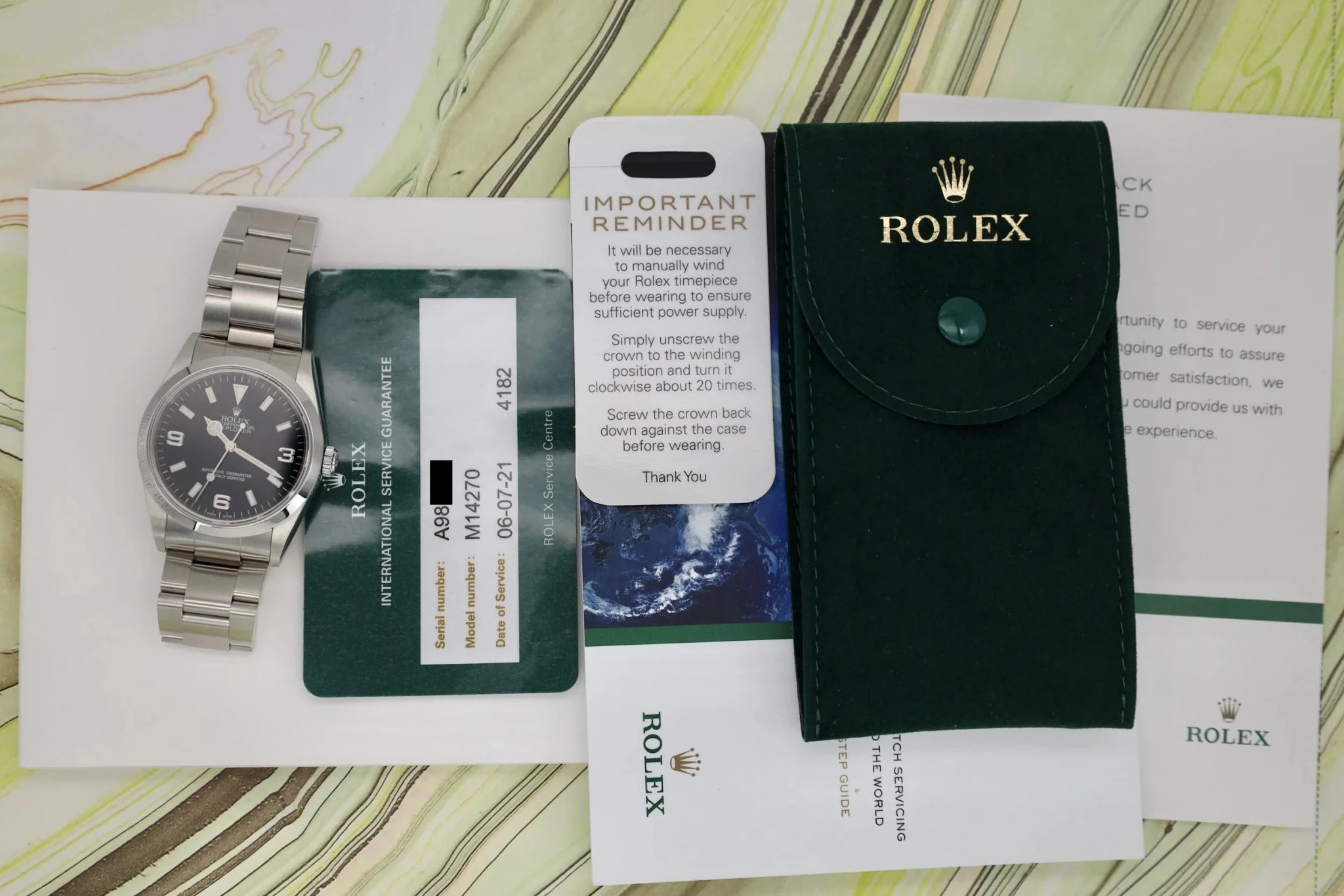 1999 Rolex Explorer I Ref. 14270 | 2021 RSC Card - Sierra Time Co