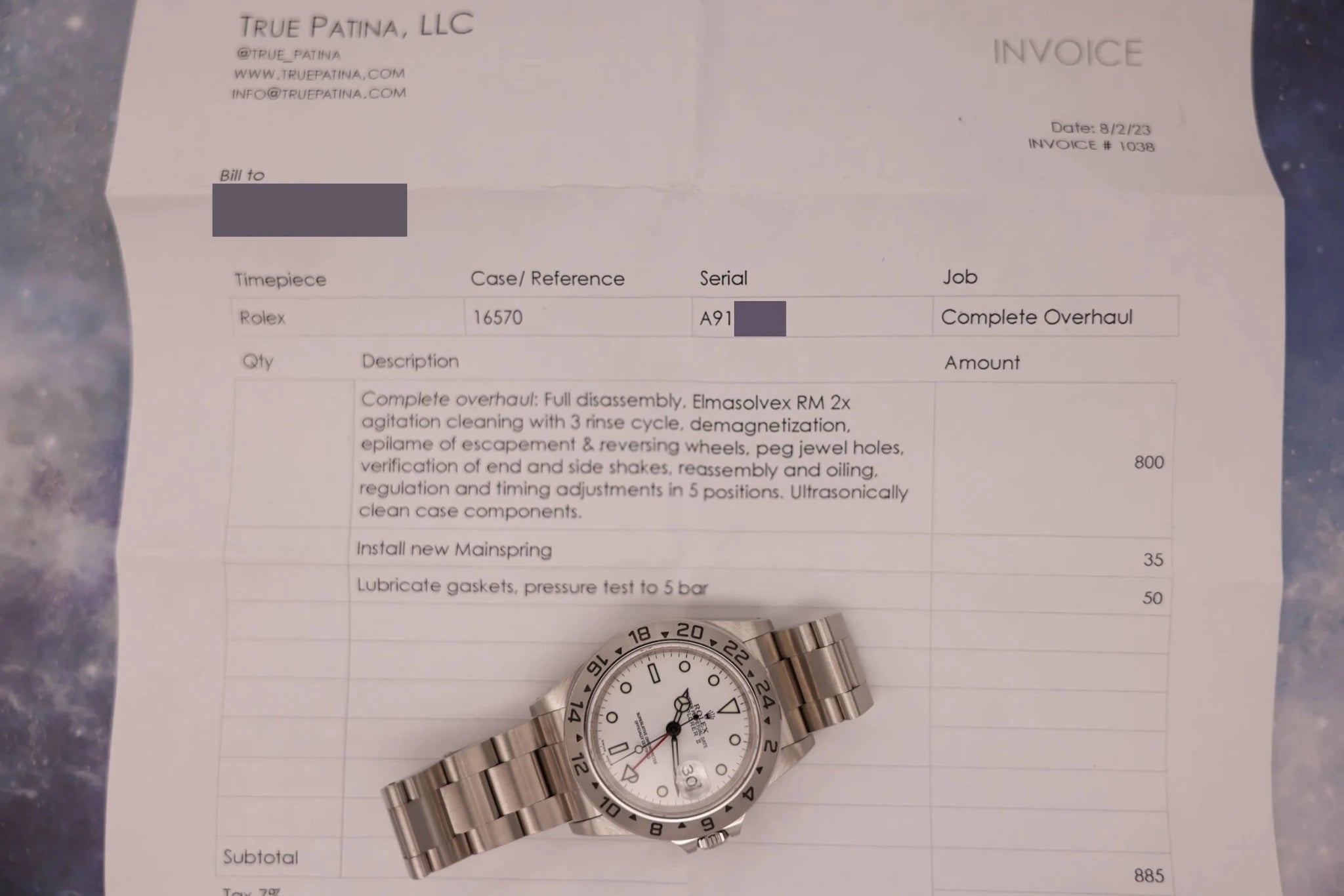 1999 Rolex Explorer II Ref. 16570 Polar | Service Papers - Sierra Time Co