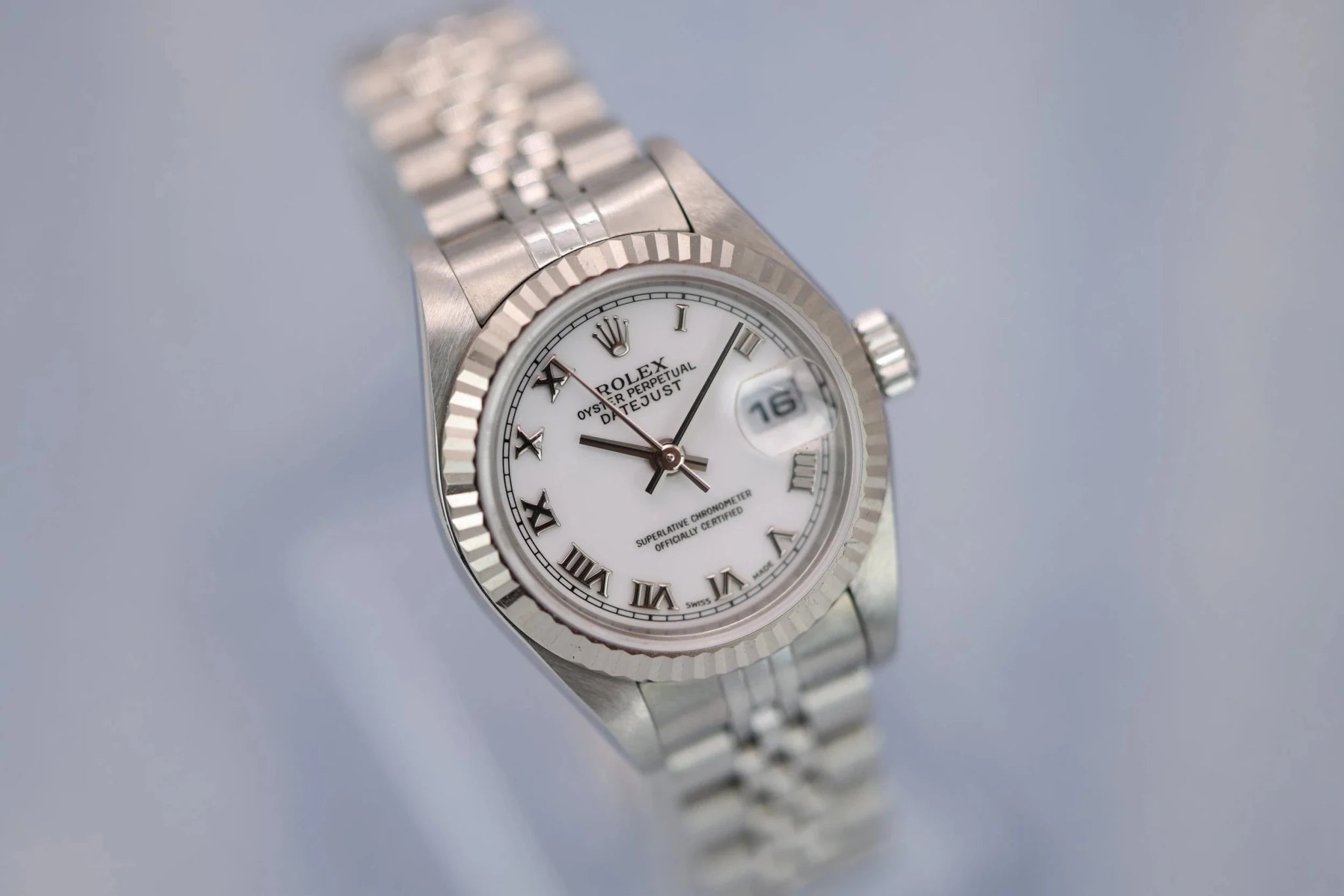 1999 Rolex Ladies Datejust Ref. 79174 | White Roman Dial | Box and Papers - Sierra Time Co