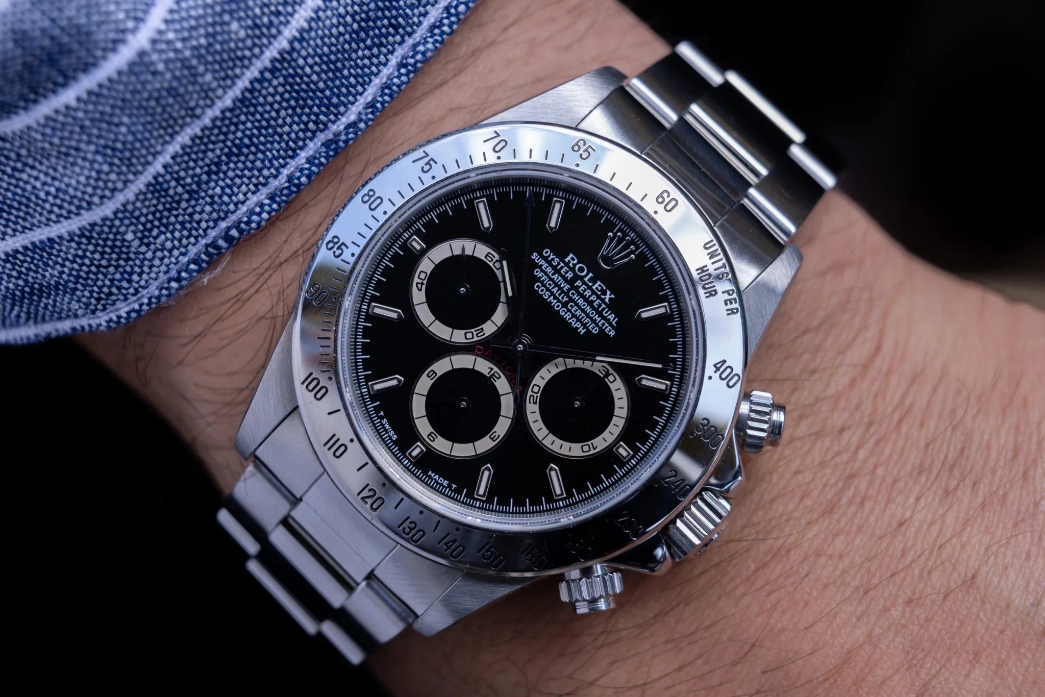 1999 Rolex Zenith Daytona Ref. 16520 | Black Tritium Dial | Box and Papers - Sierra Time Co