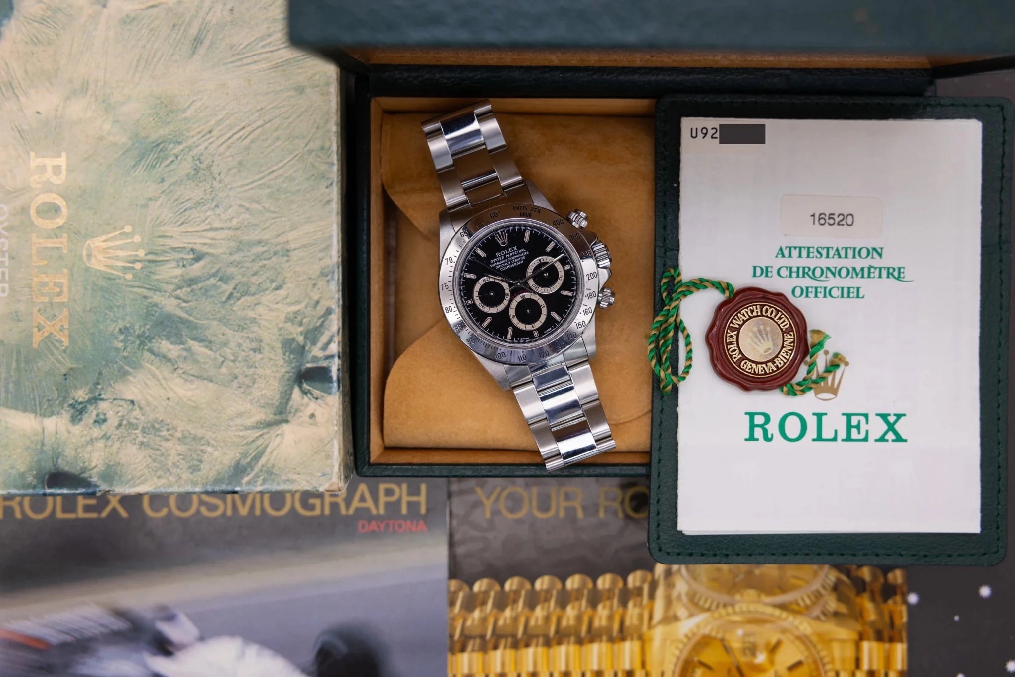 1999 Rolex Zenith Daytona Ref. 16520 | Black Tritium Dial | Box and Papers - Sierra Time Co