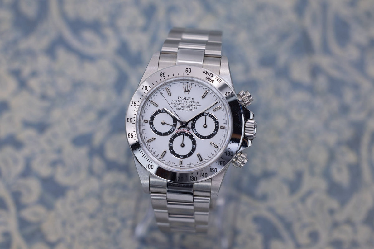 1999 Rolex Zenith Daytona Ref. 16520 White Dial | Like New Condition | Box and Papers - Sierra Time Co