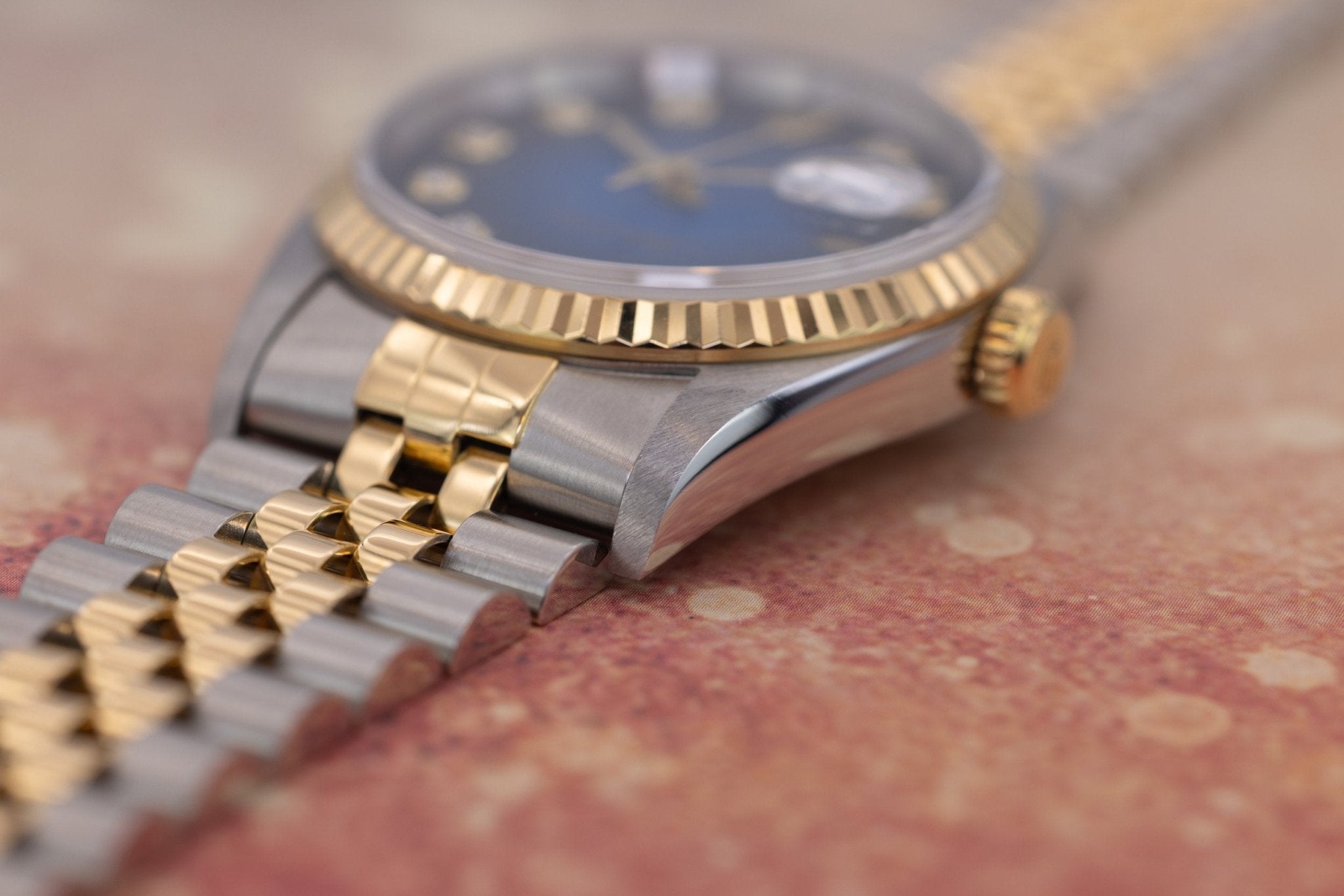 2000 Rolex Datejust Ref. 16233 | Blue Vignette Big Diamond Dial | Box and Papers - Sierra Time Co