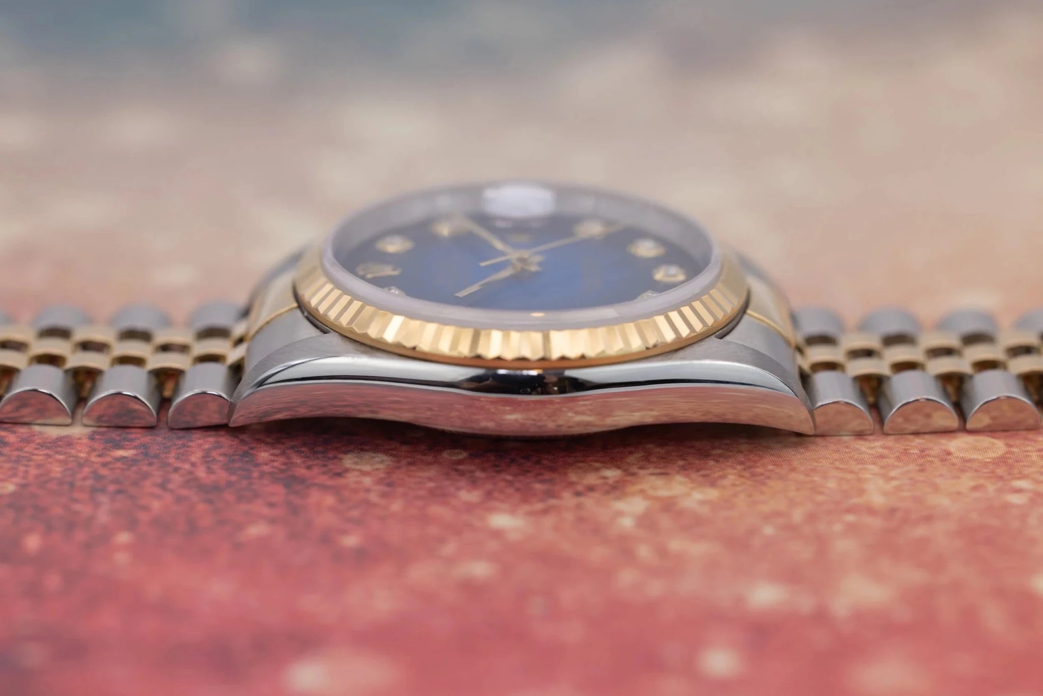 2000 Rolex Datejust Ref. 16233 | Blue Vignette Big Diamond Dial | Box and Papers - Sierra Time Co