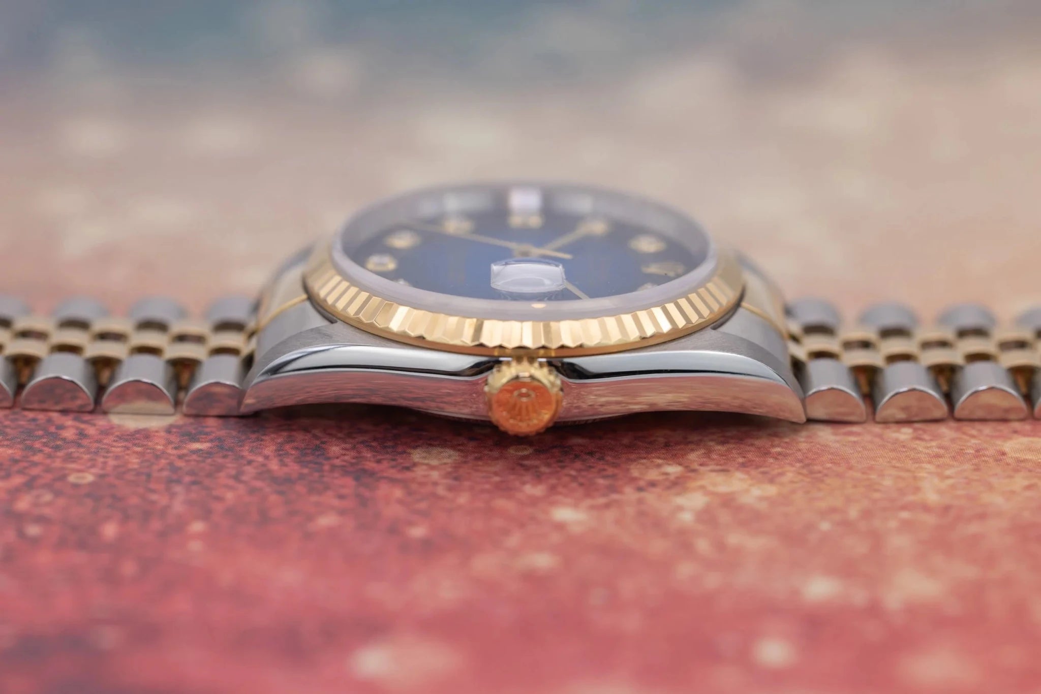 2000 Rolex Datejust Ref. 16233 | Blue Vignette Big Diamond Dial | Box and Papers - Sierra Time Co