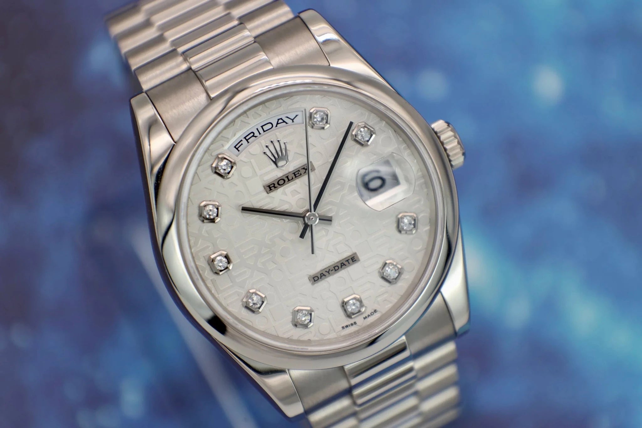 2000 Rolex Day-Date Ref. 118209 18K WG | Diamond Jubilee Dial - Sierra Time Co