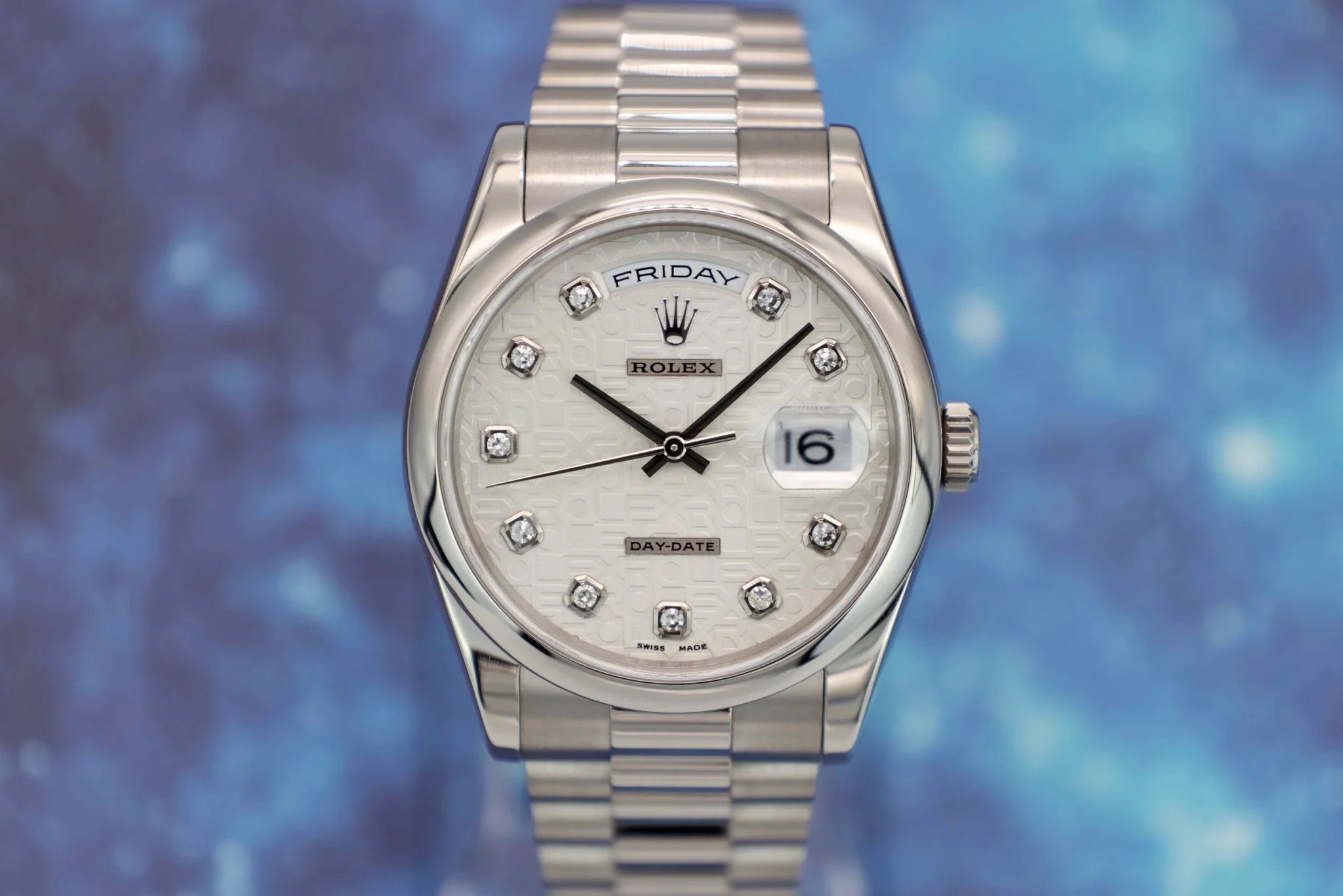 2000 Rolex Day-Date Ref. 118209 18K WG | Diamond Jubilee Dial - Sierra Time Co