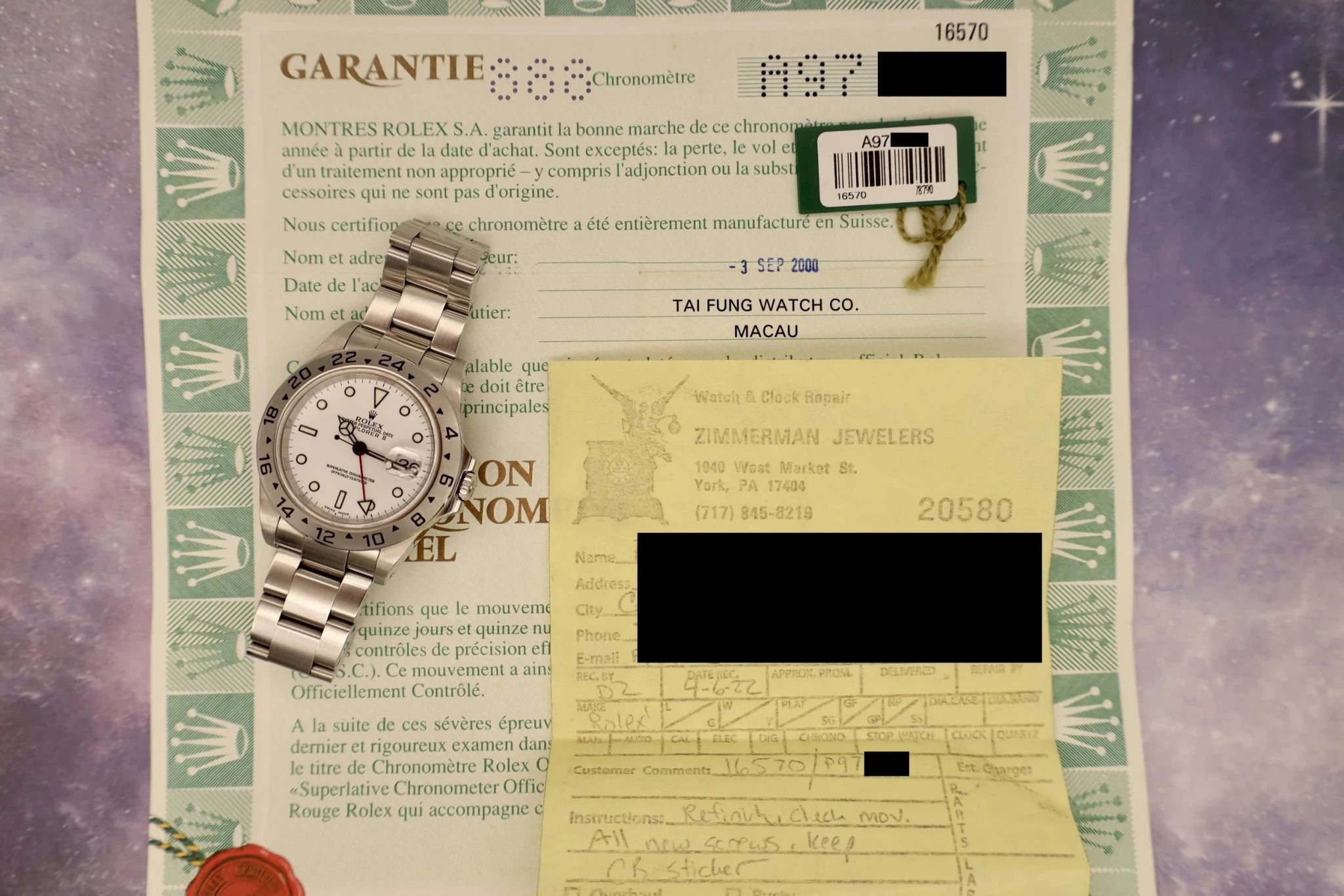 2000 Rolex Explorer II Ref. 16570 Polar | Papers - Sierra Time Co