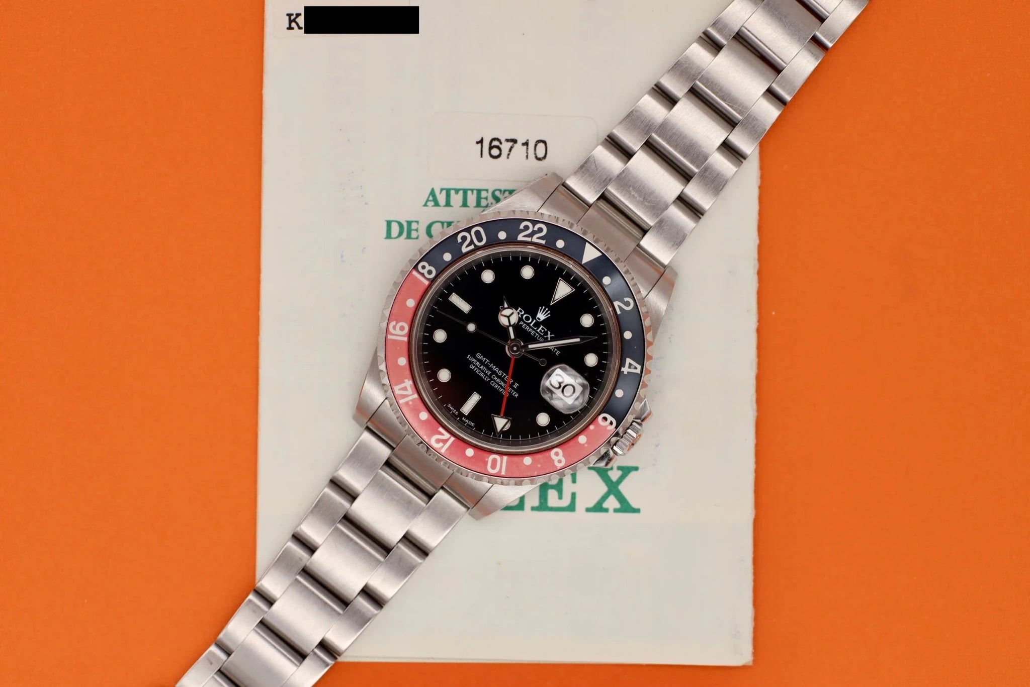 2001 Rolex Coke GMT Master II Ref. 16710 | Papers - Sierra Time Co
