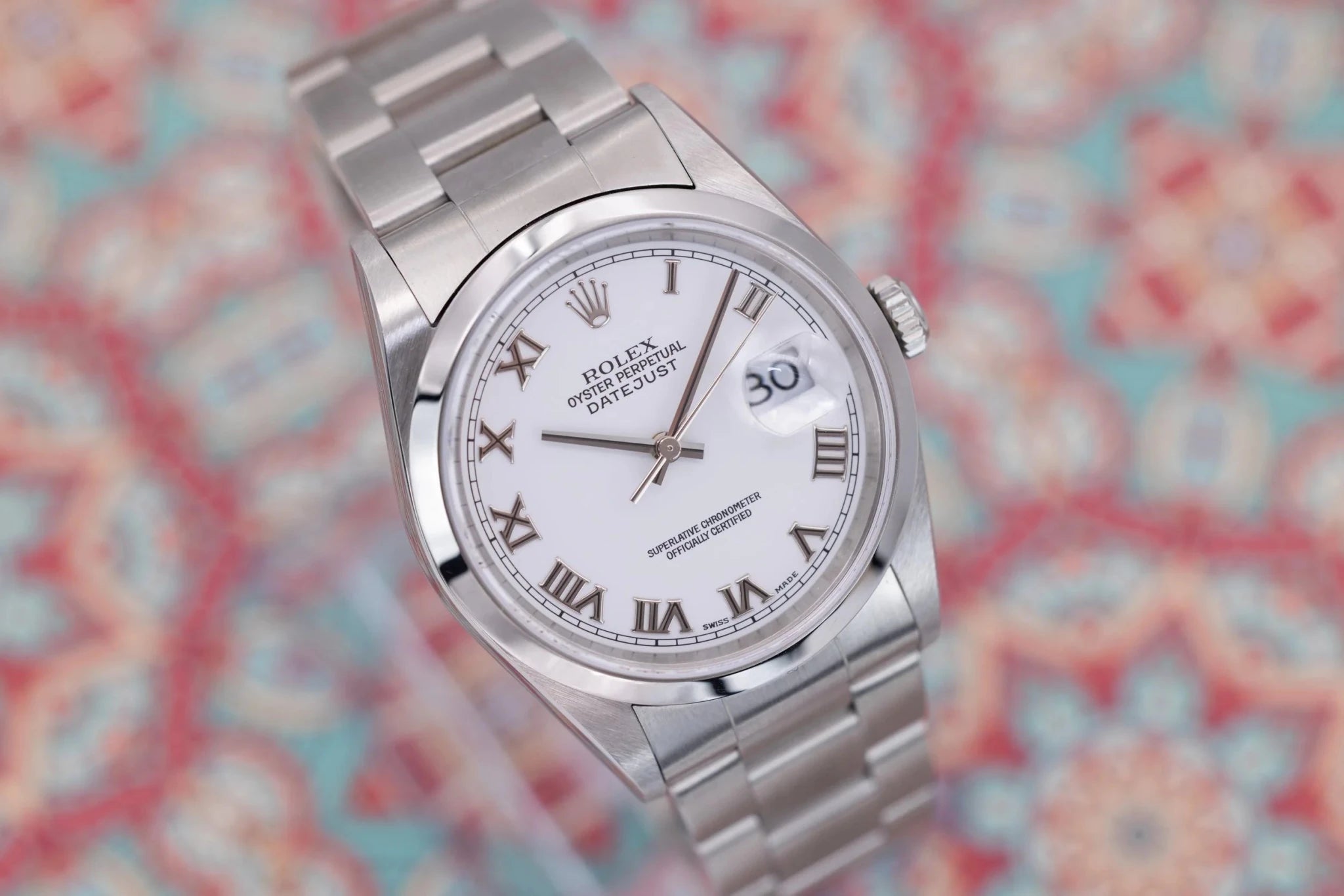 2001 Rolex Datejust Ref. 16200 | New Old Stock | White Roman Numeral Dial | Box and Papers - Sierra Time Co