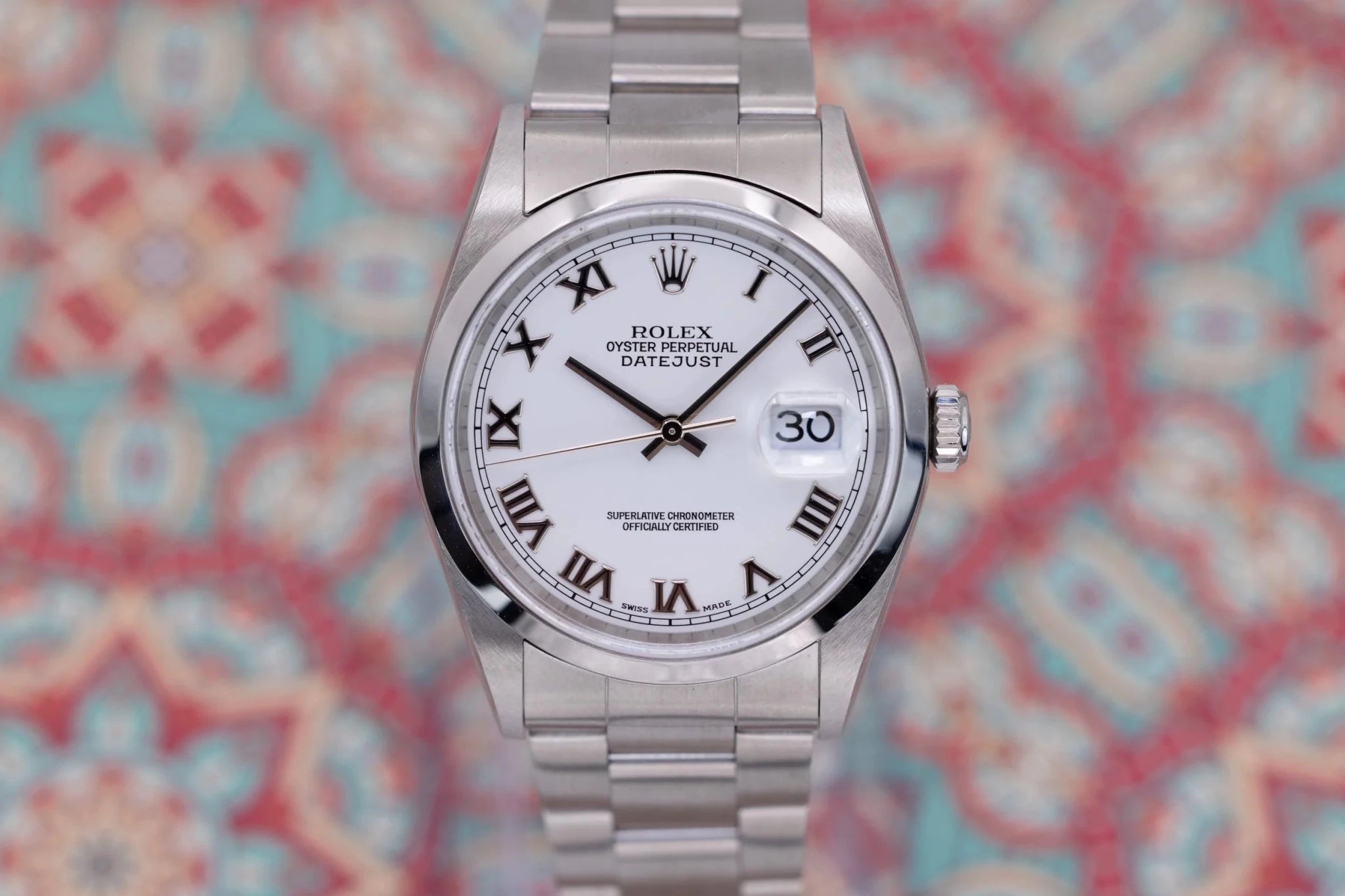 2001 Rolex Datejust Ref. 16200 | New Old Stock | White Roman Numeral Dial | Box and Papers - Sierra Time Co