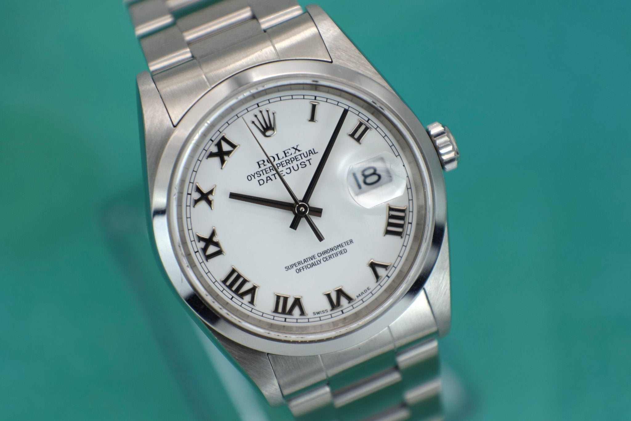 2001 Rolex Datejust Ref. 16200 | White Roman Dial | Box and Papers - Sierra Time Co