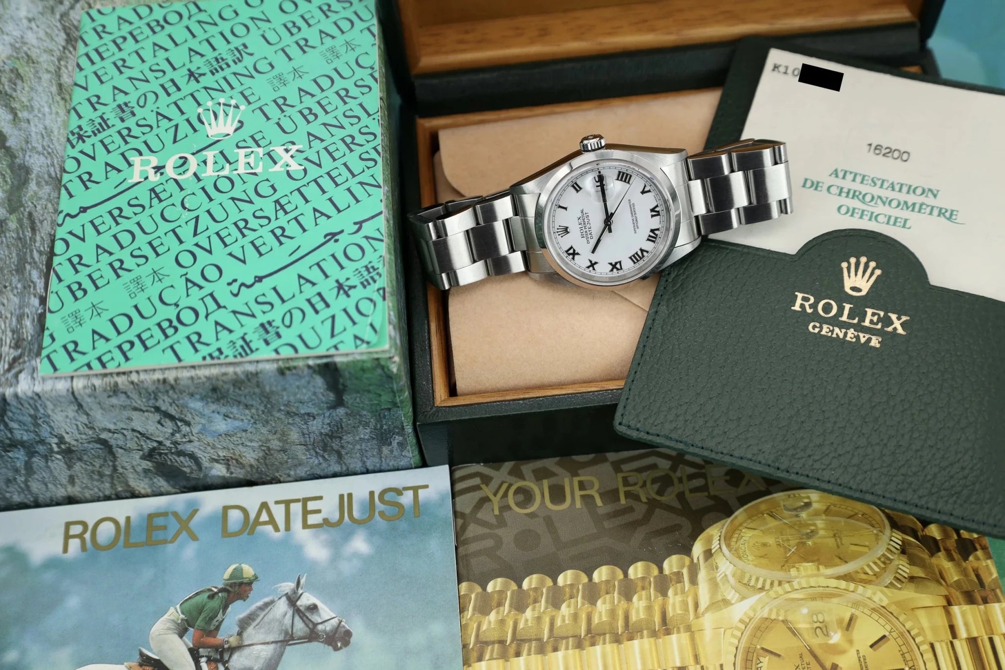 2001 Rolex Datejust Ref. 16200 | White Roman Dial | Box and Papers - Sierra Time Co