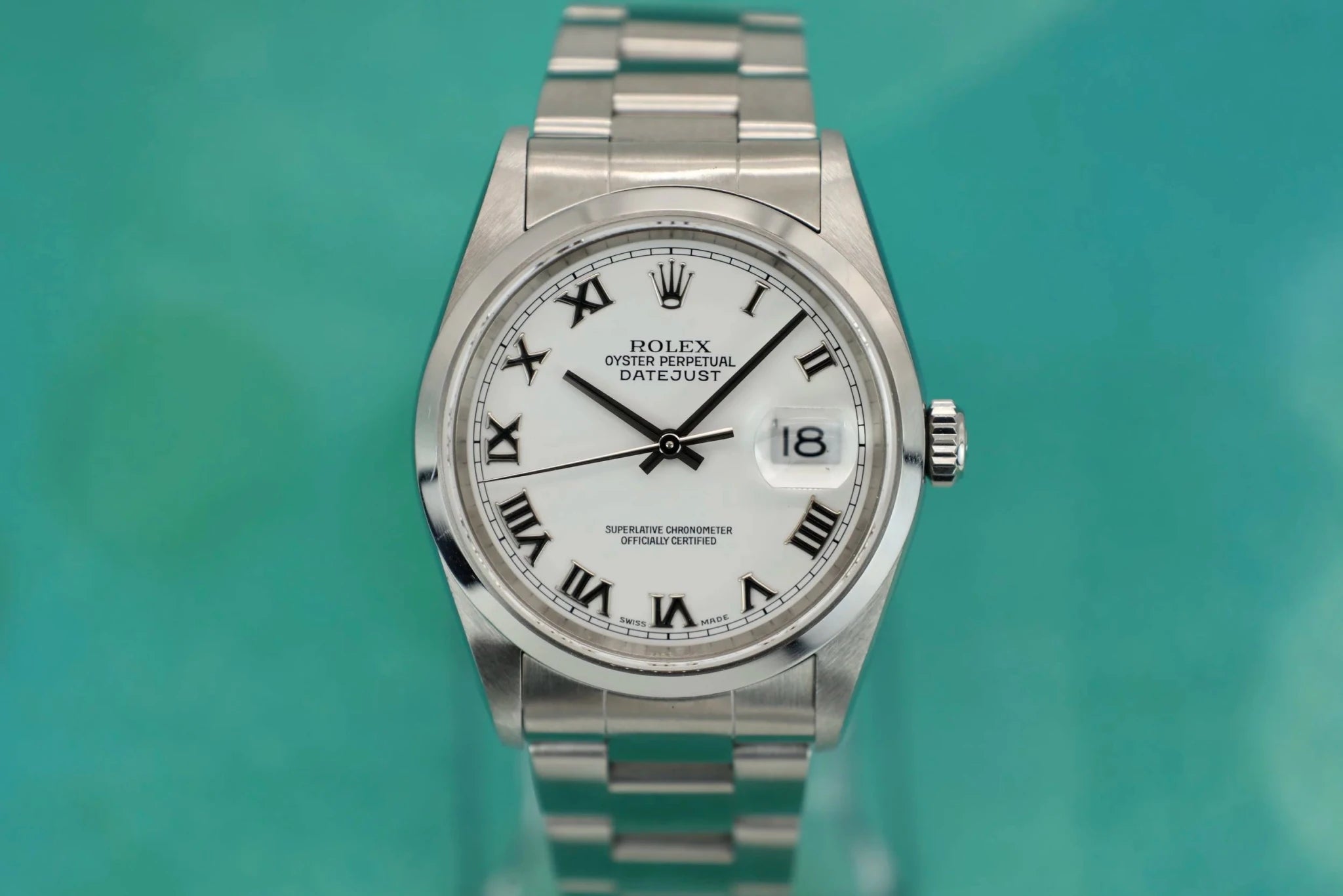 2001 Rolex Datejust Ref. 16200 | White Roman Dial | Box and Papers - Sierra Time Co