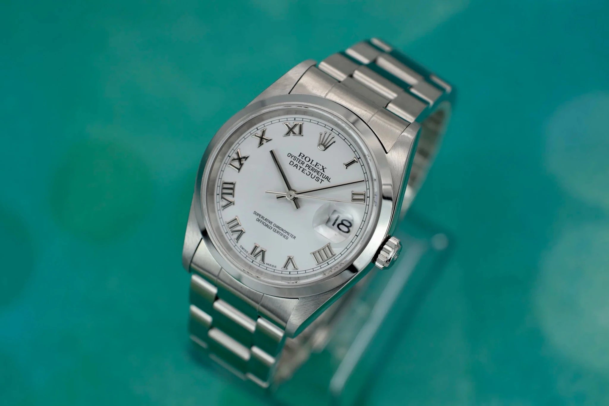 2001 Rolex Datejust Ref. 16200 | White Roman Dial | Box and Papers - Sierra Time Co