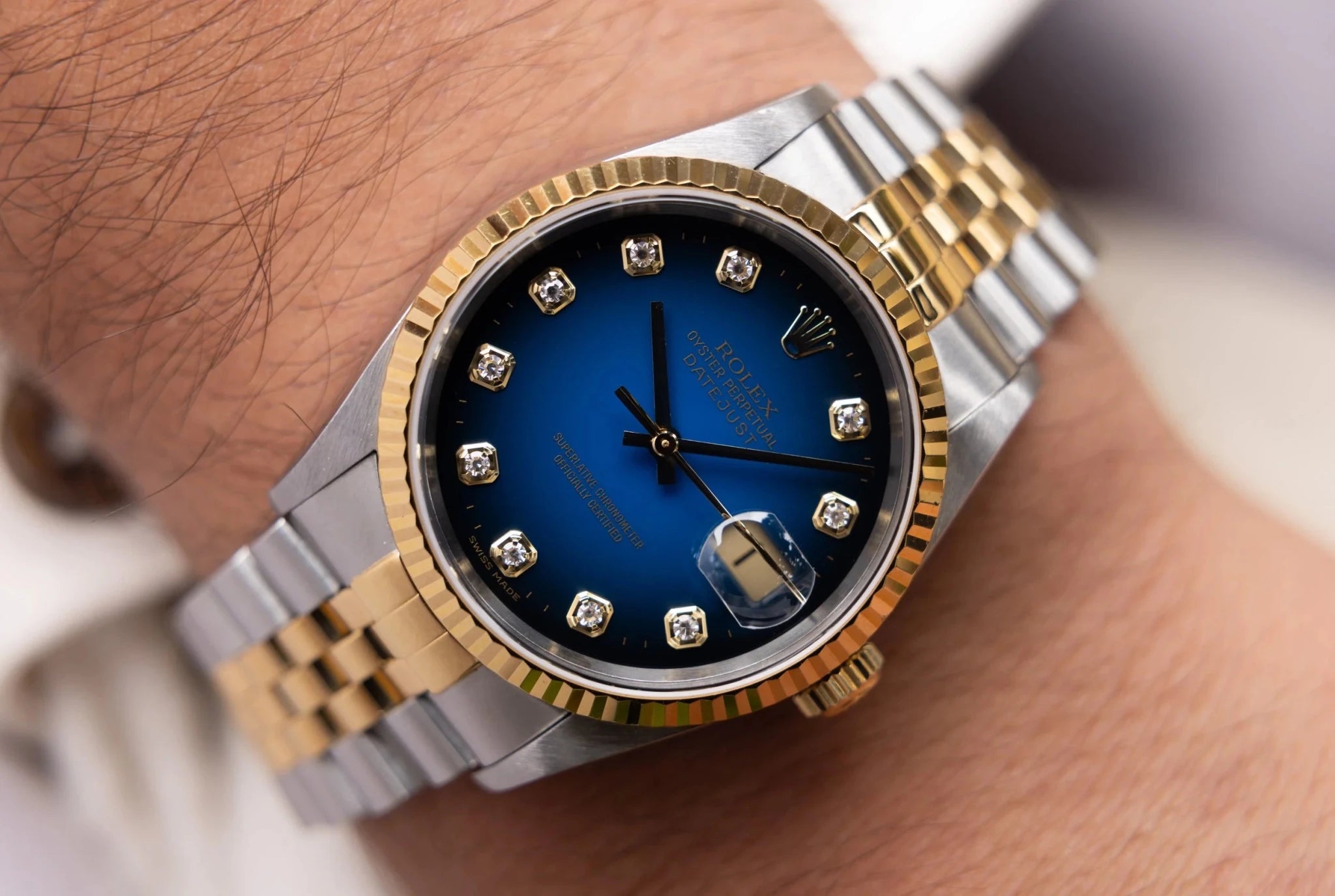 2001 Rolex Datejust Ref. 16233 | Blue Vignette Diamond Dial - Sierra Time Co