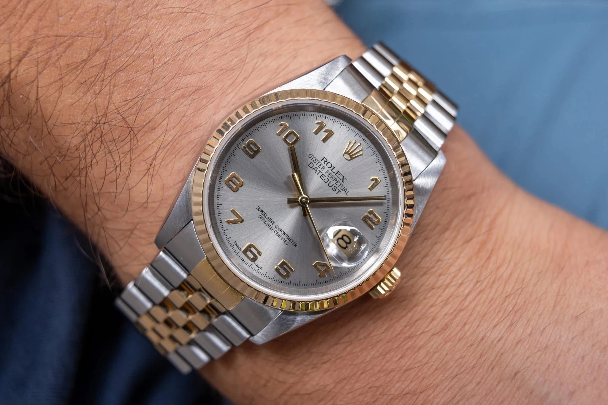 2001 Rolex Datejust Ref. 16233 | Grey Arabic Numeral Dial - Sierra Time Co