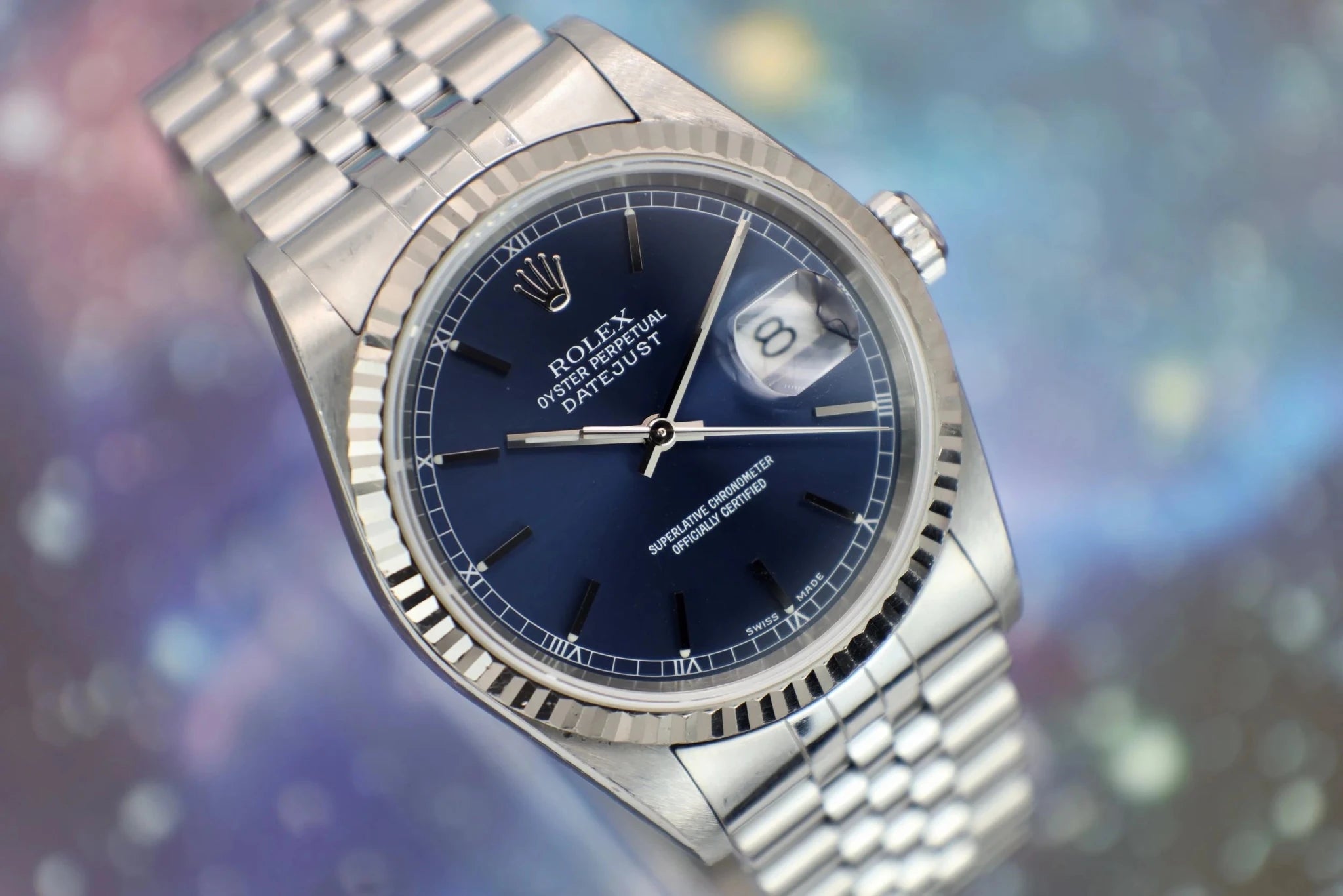 2001 Rolex Datejust Ref. 16234 | Blue Stick Dial - Sierra Time Co