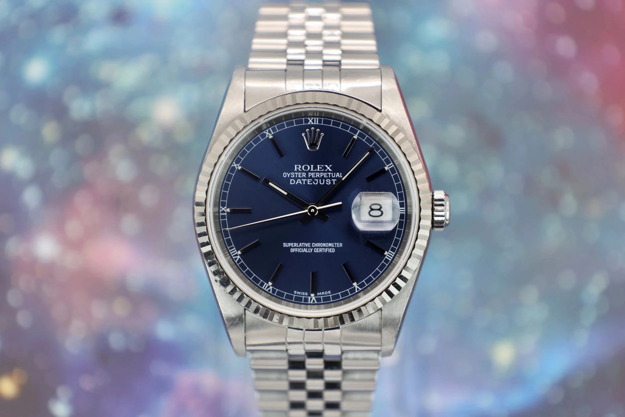 2001 Rolex Datejust Ref. 16234 | Blue Stick Dial - Sierra Time Co