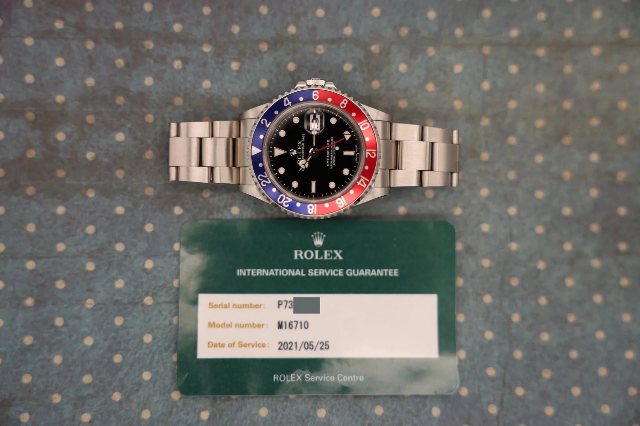 2001 Rolex GMT Master II Ref. 16710 Pepsi | 2021 RSC Card - Sierra Time Co