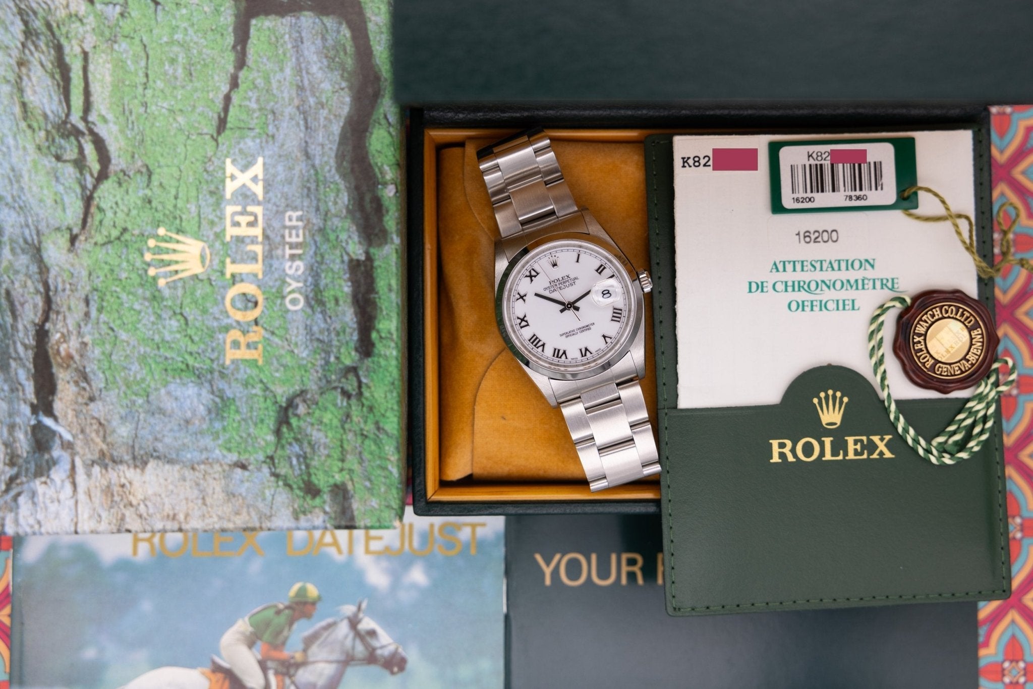 2002 Rolex Datejust Ref. 16200 | White Roman Numeral Dial | Full Set - Sierra Time Co
