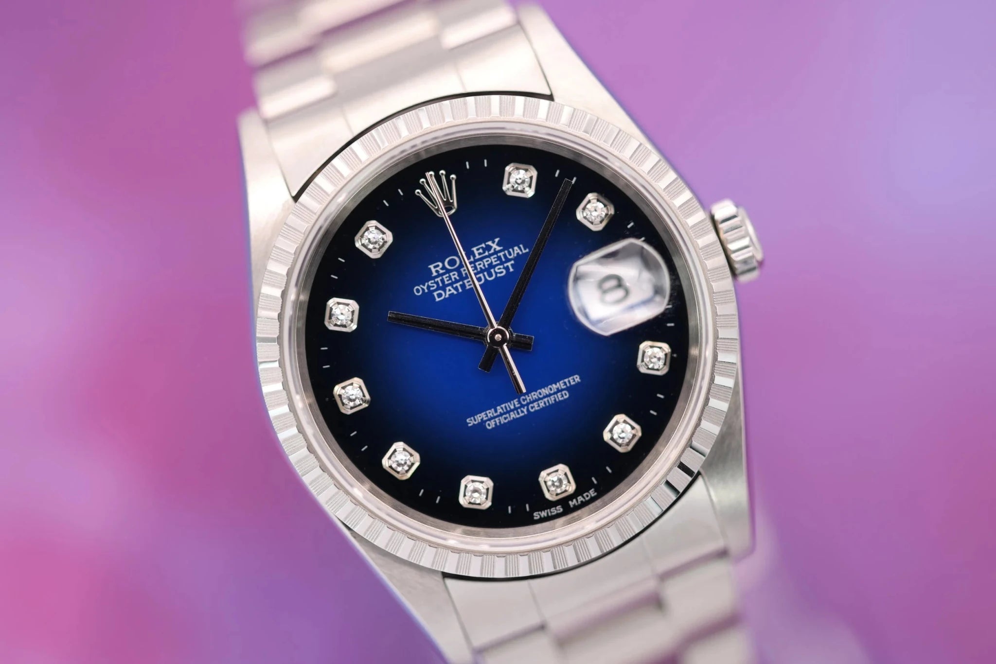 2002 Rolex Datejust Ref. 16220 | Blue Vignette Diamond Dial - Sierra Time Co