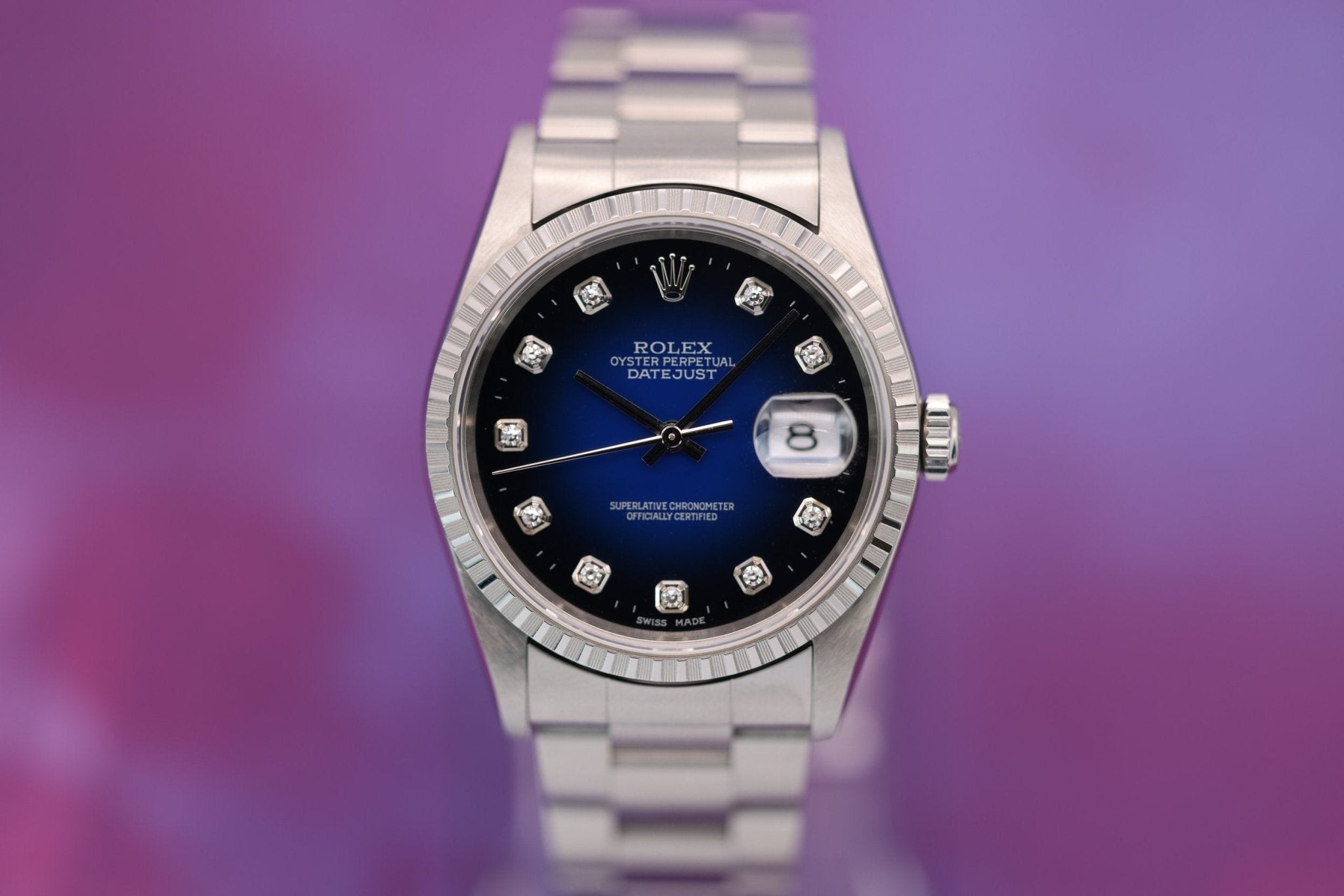 2002 Rolex Datejust Ref. 16220 | Blue Vignette Diamond Dial - Sierra Time Co