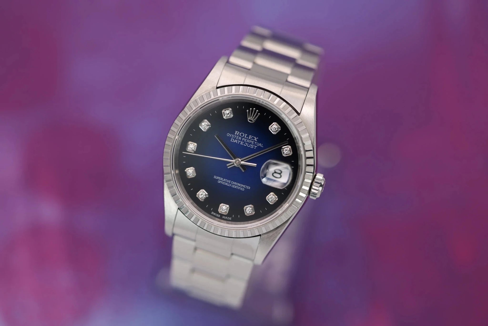2002 Rolex Datejust Ref. 16220 | Blue Vignette Diamond Dial - Sierra Time Co