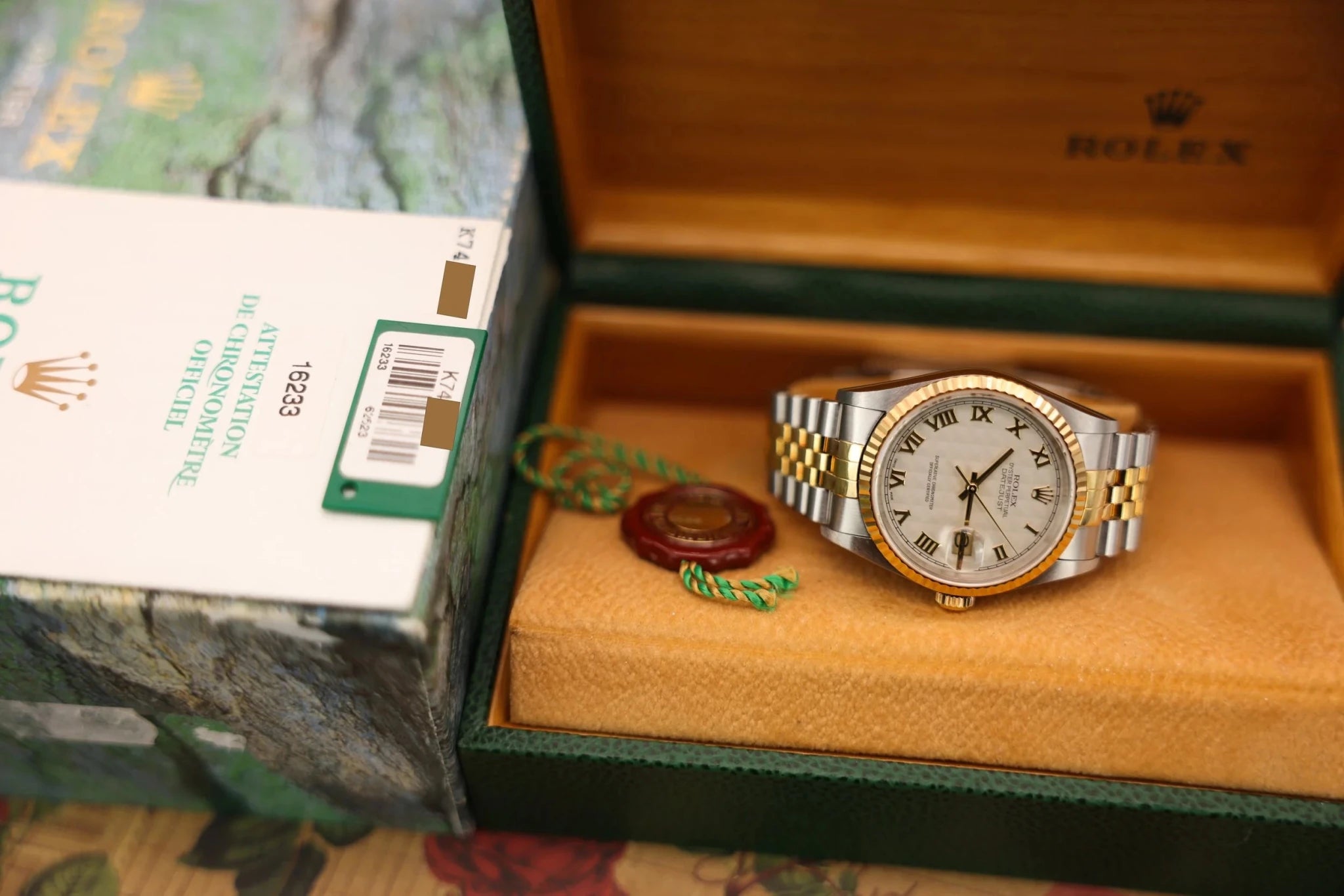 2002 Rolex Datejust Ref. 16233 | Cream Pyramid Dial | Box and Papers - Sierra Time Co