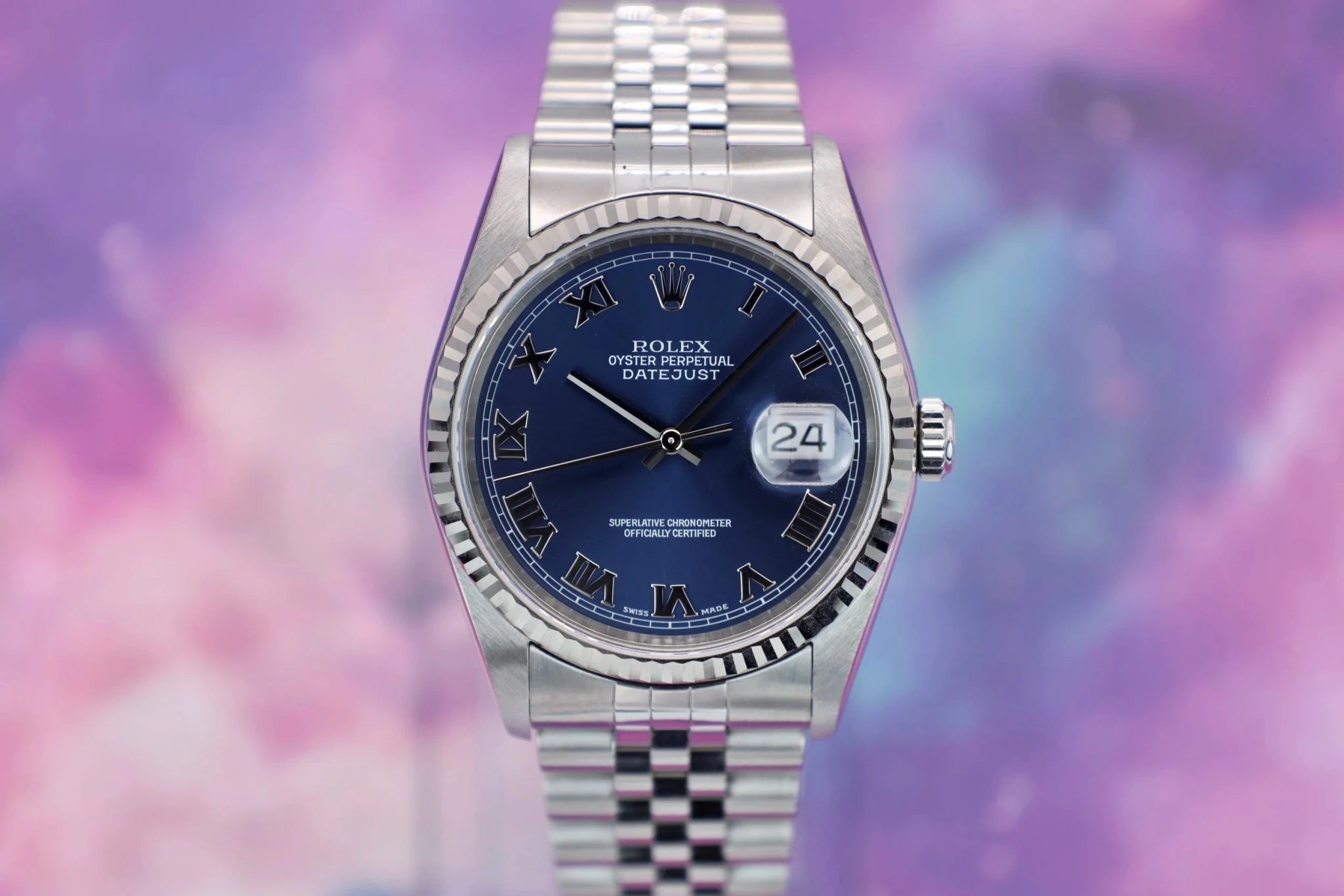 2002 Rolex Datejust Ref. 16234 | Blue Roman Dial | Box and Papers - Sierra Time Co