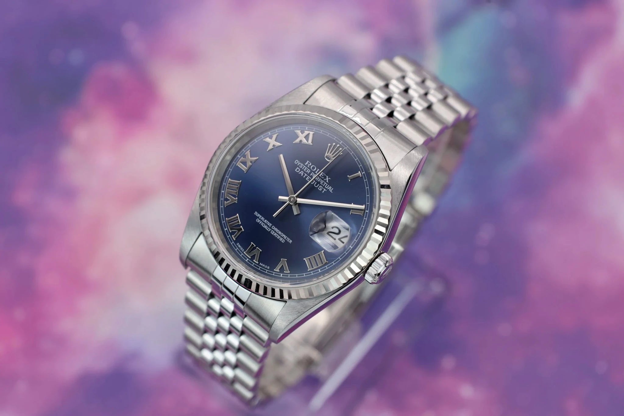 2002 Rolex Datejust Ref. 16234 | Blue Roman Dial | Box and Papers - Sierra Time Co