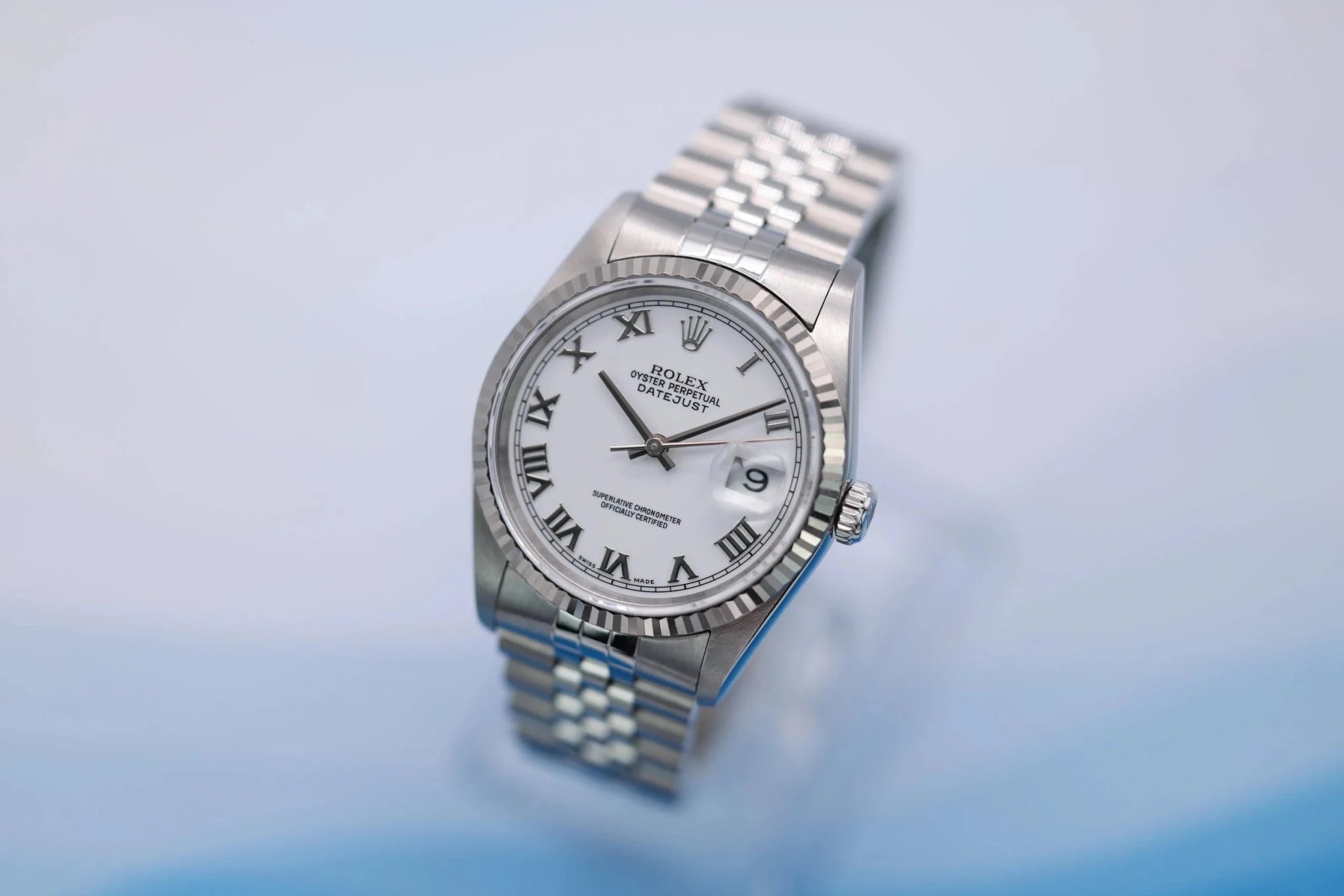 2002 Rolex Datejust Ref. 16234 | White Roman Dial - Sierra Time Co