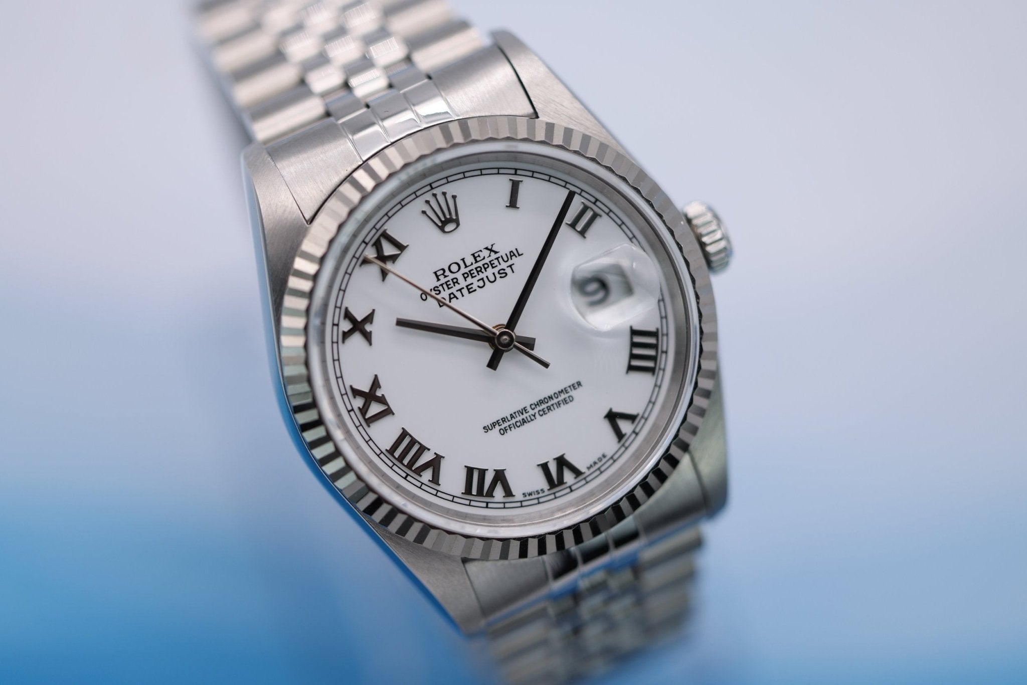 2002 Rolex Datejust Ref. 16234 | White Roman Dial - Sierra Time Co