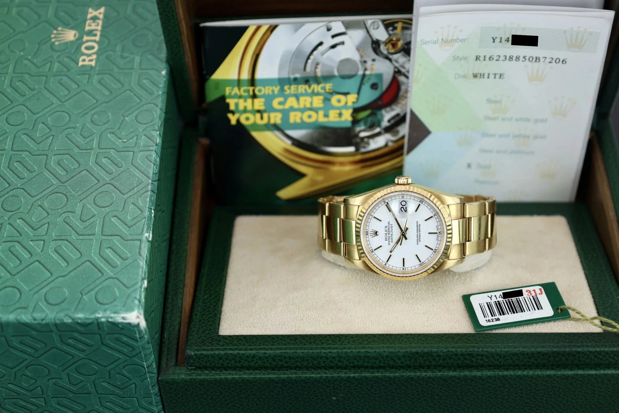 2002 Rolex Datejust Ref. 16238 | Rivet Bracelet | Box and Papers - Sierra Time Co