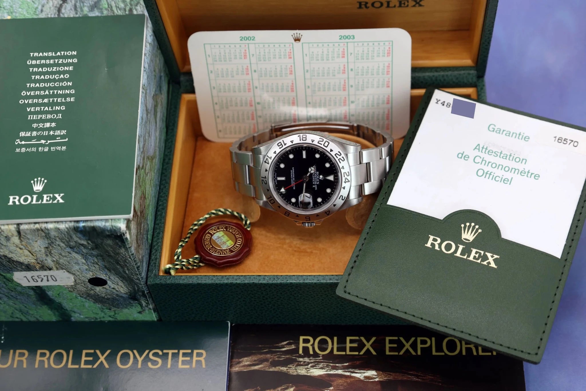 2002 Rolex Explorer II Ref. 16570 Black Dial | Box and Papers - Sierra Time Co