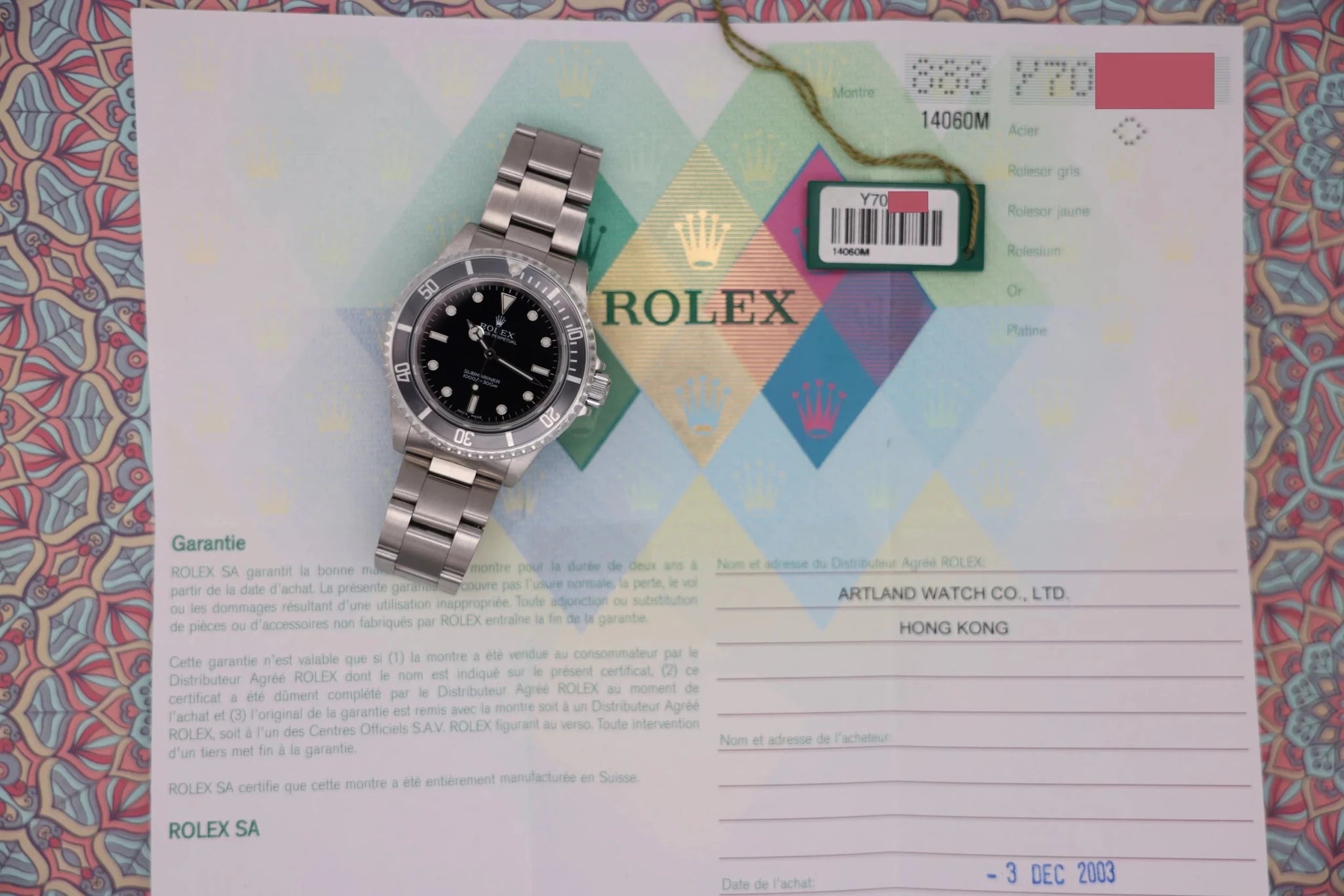 2002 Rolex Submariner Ref. 14060m | Papers | Hangtag - Sierra Time Co