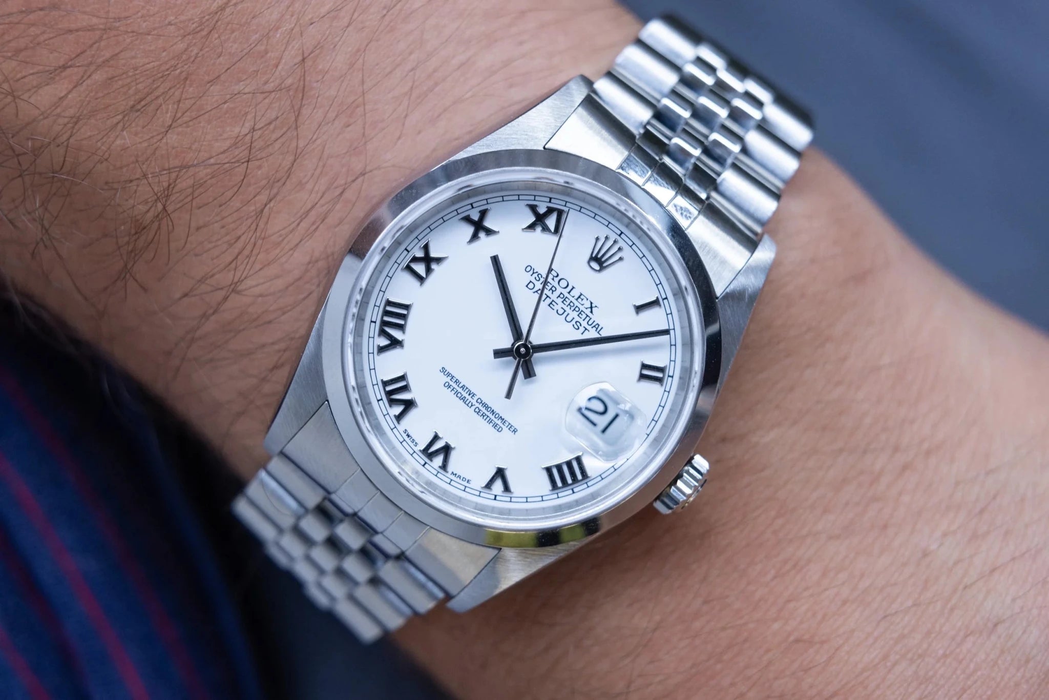 2003 Rolex Datejust Ref. 16200 | White Roman Numeral Dial - Sierra Time Co