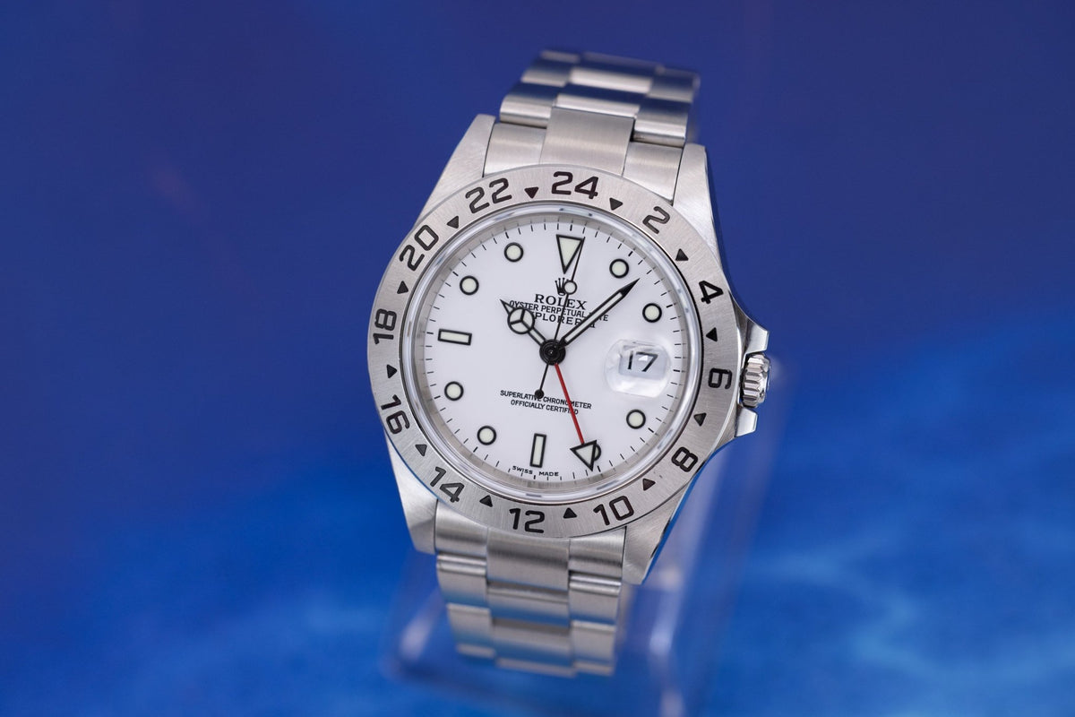 2003 Rolex Explorer II Ref. 16570 Polar | No-Holes Case | Box and Papers - Sierra Time Co