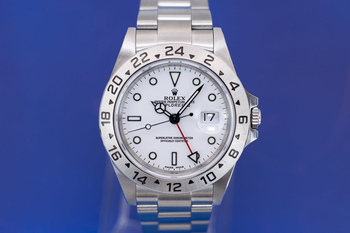2003 Rolex Explorer II Ref. 16570 Polar | No-Holes Case | Box and Papers - Sierra Time Co