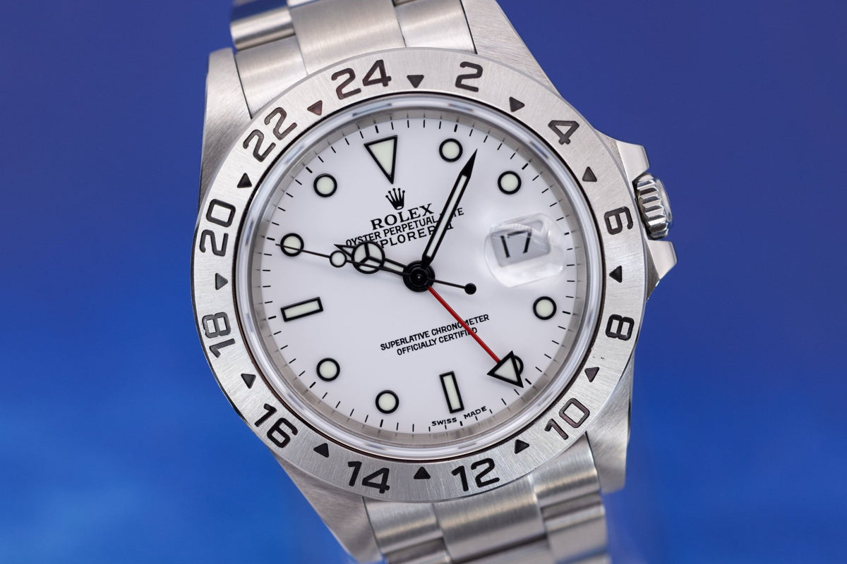2003 Rolex Explorer II Ref. 16570 Polar | No-Holes Case | Box and Papers - Sierra Time Co