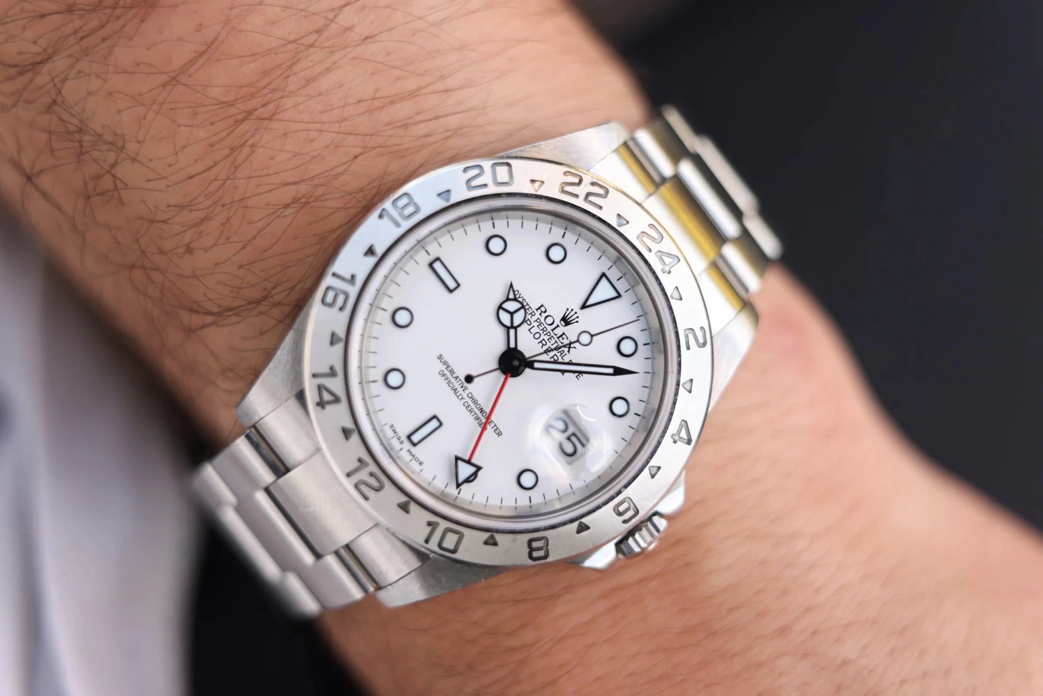 2003 Rolex Explorer II ref. 16570 Polar | No-Holes Case | Service History | Full Set - Sierra Time Co