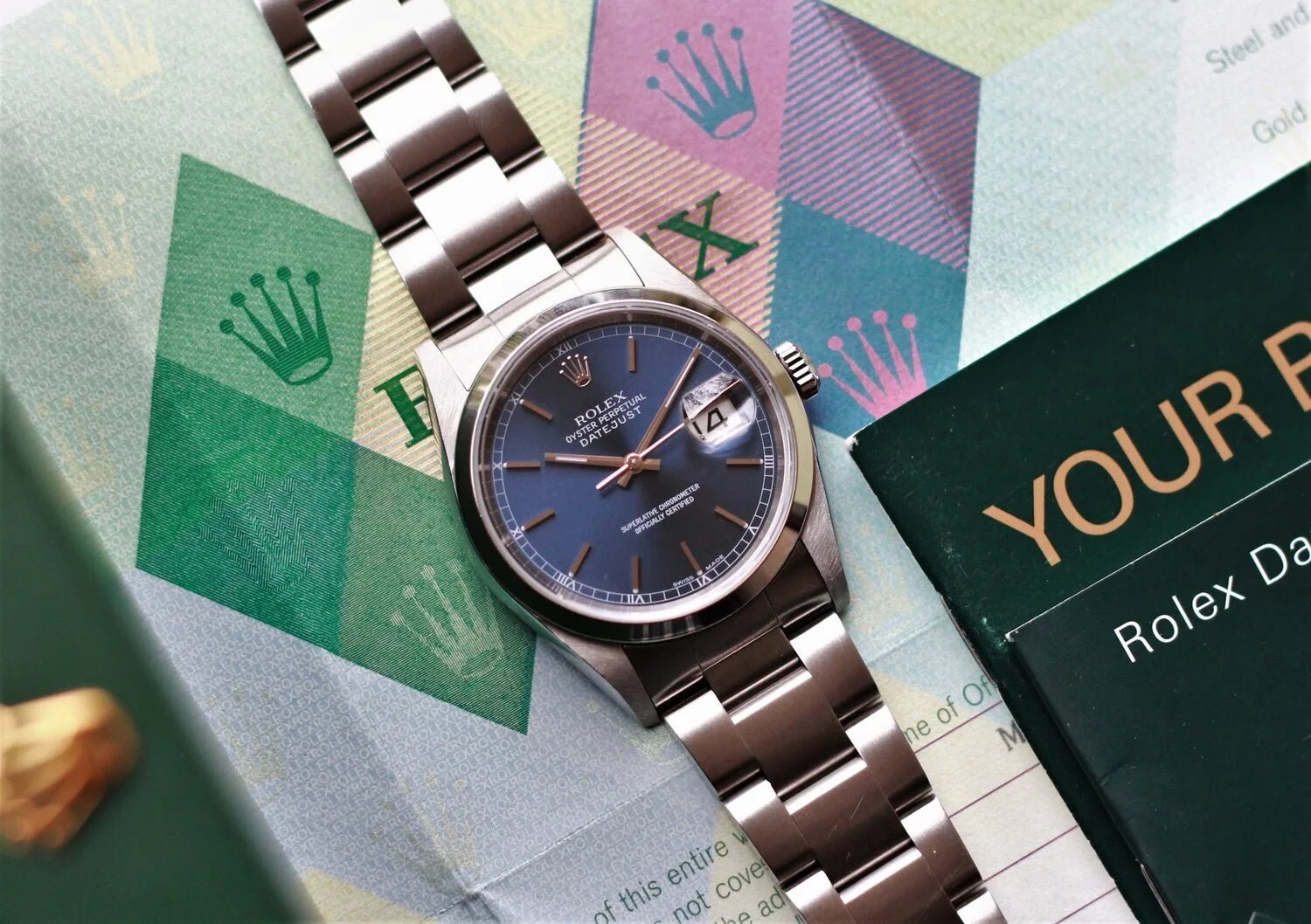 2004 Rolex Datejust Ref. 16200 Blue Dial with Box and Papers - Sierra Time Co