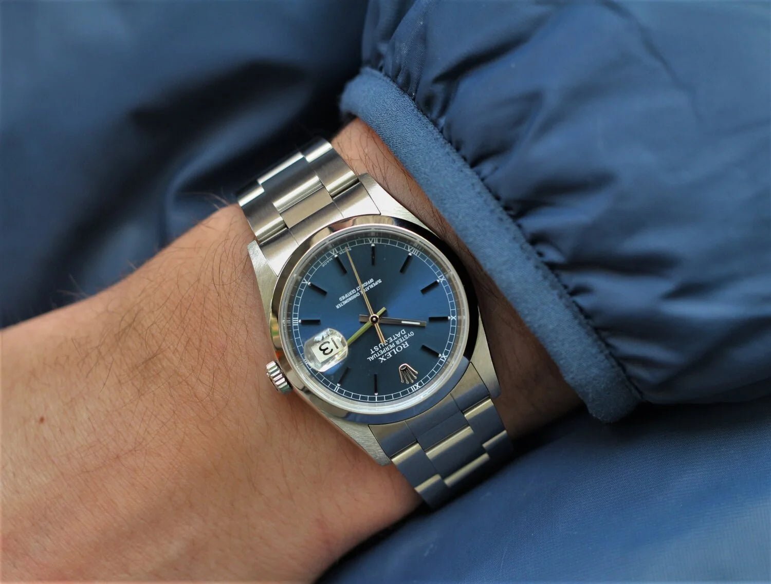 2004 Rolex Datejust Ref. 16200 Blue Dial with Box and Papers - Sierra Time Co