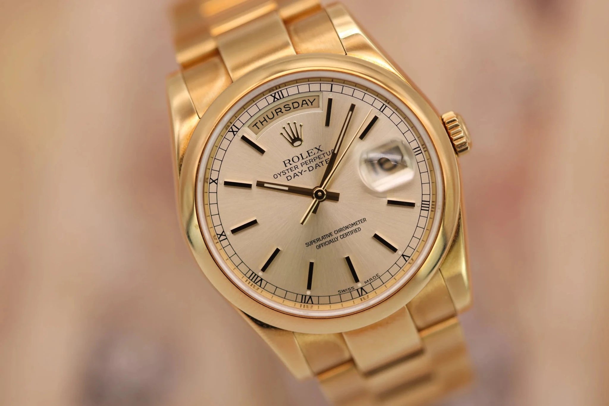 2004 Rolex Day-Date Ref. 118208 | Mint | Silver Dial | Box and Papers - Sierra Time Co
