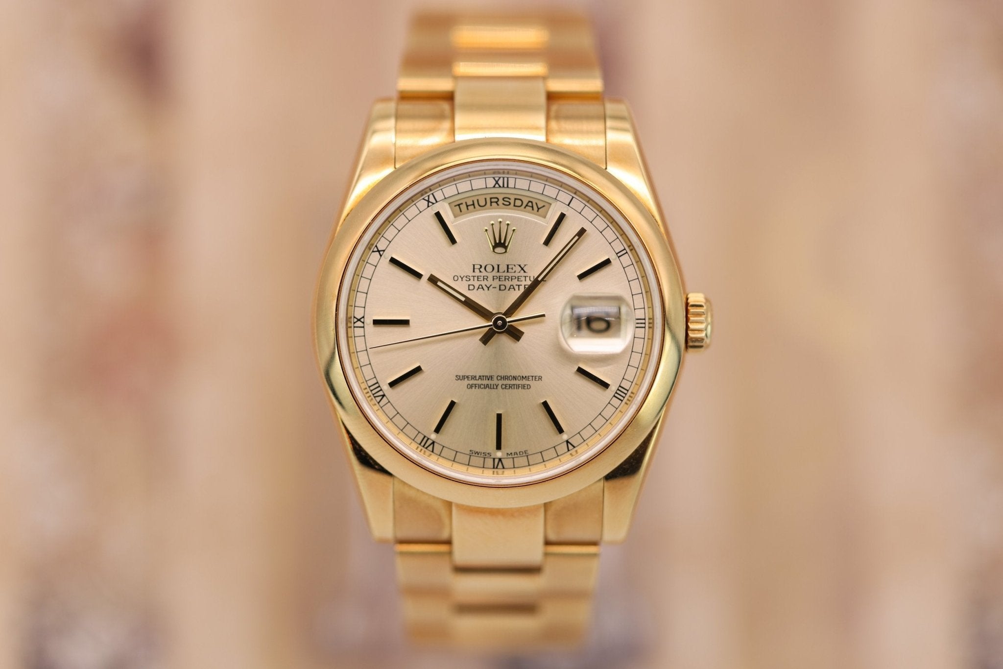 2004 Rolex Day-Date Ref. 118208 | Mint | Silver Dial | Box and Papers - Sierra Time Co