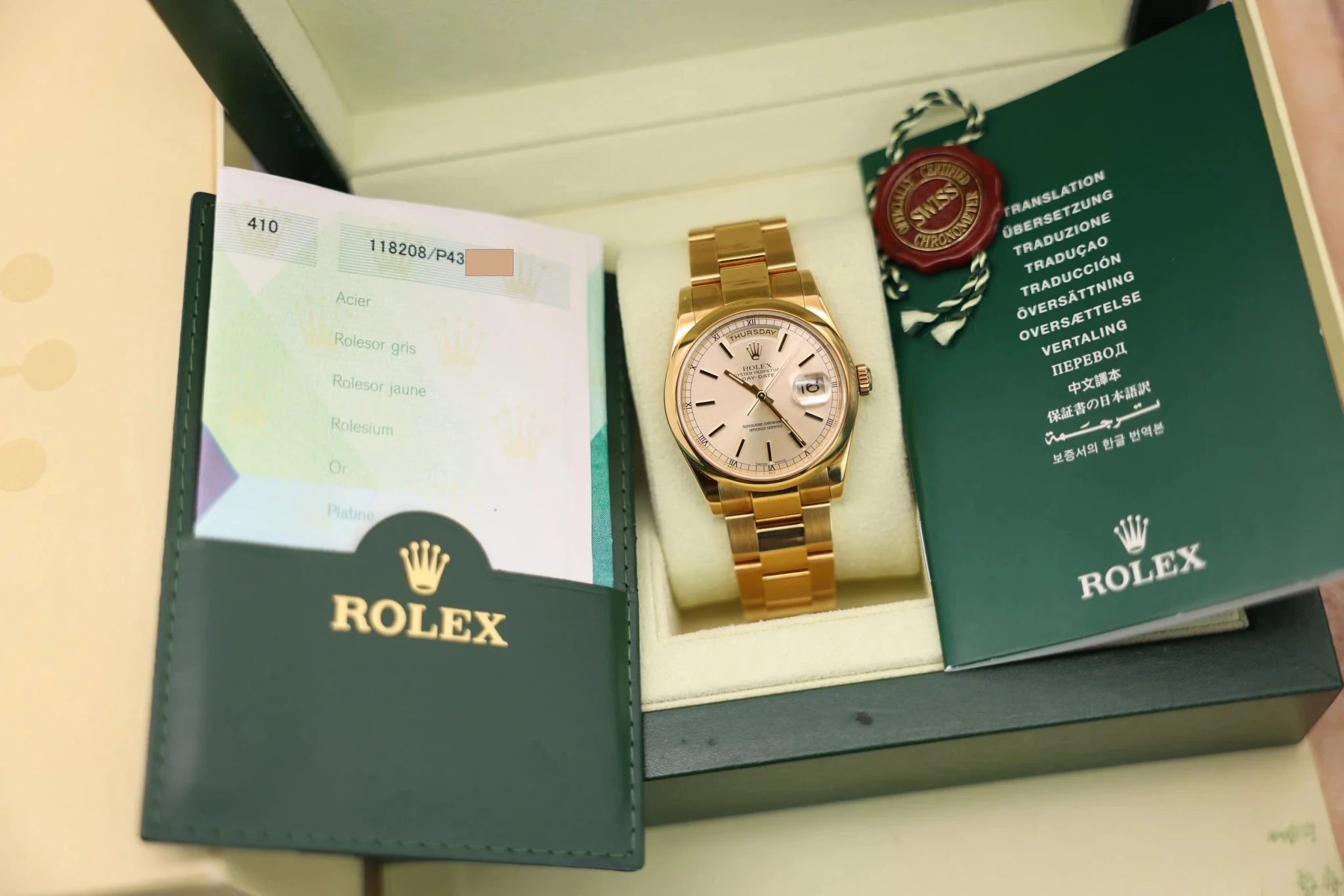 2004 Rolex Day-Date Ref. 118208 | Mint | Silver Dial | Box and Papers - Sierra Time Co