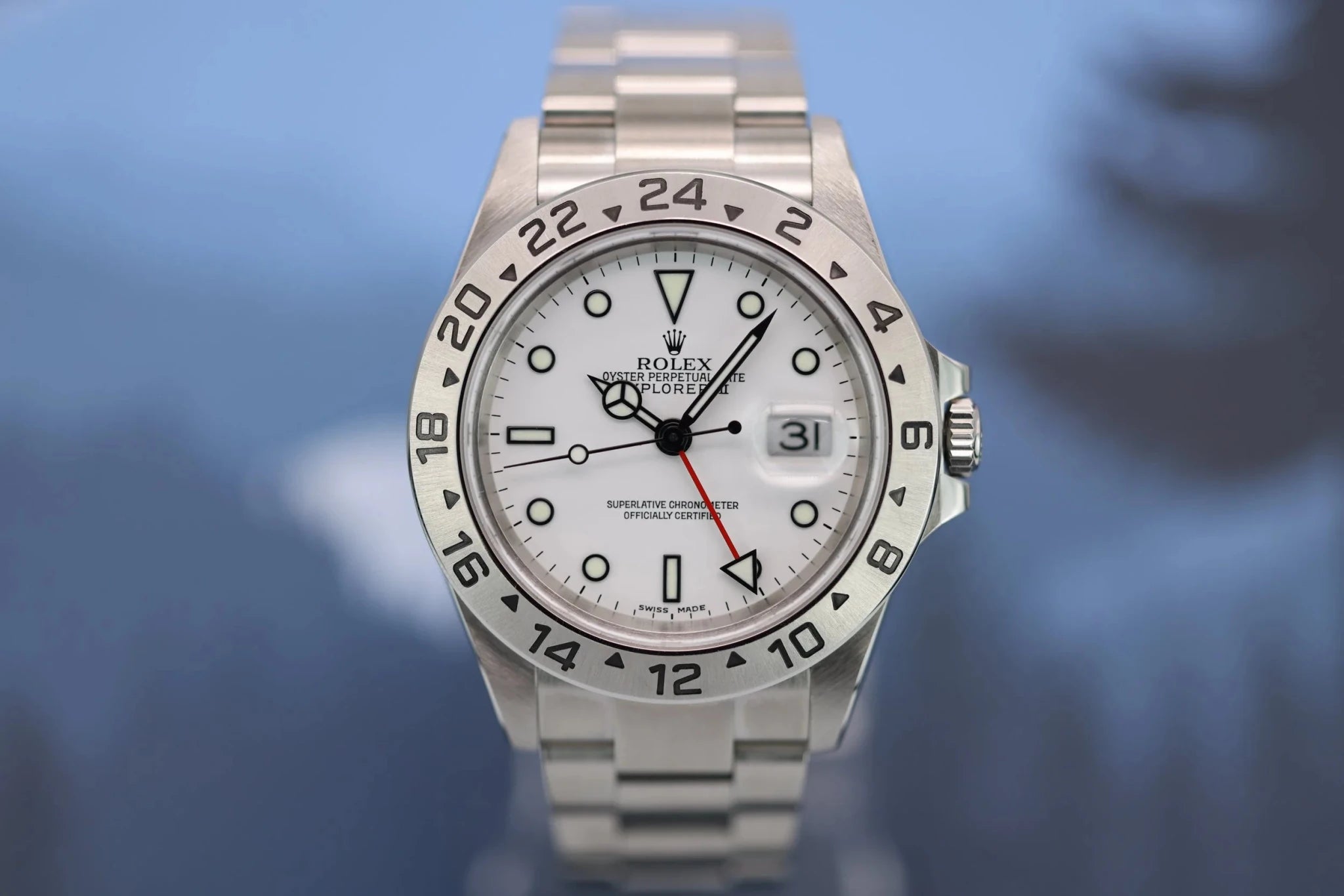 2004 Rolex Explorer II Ref. 16570 Polar | No-Holes Case - Sierra Time Co