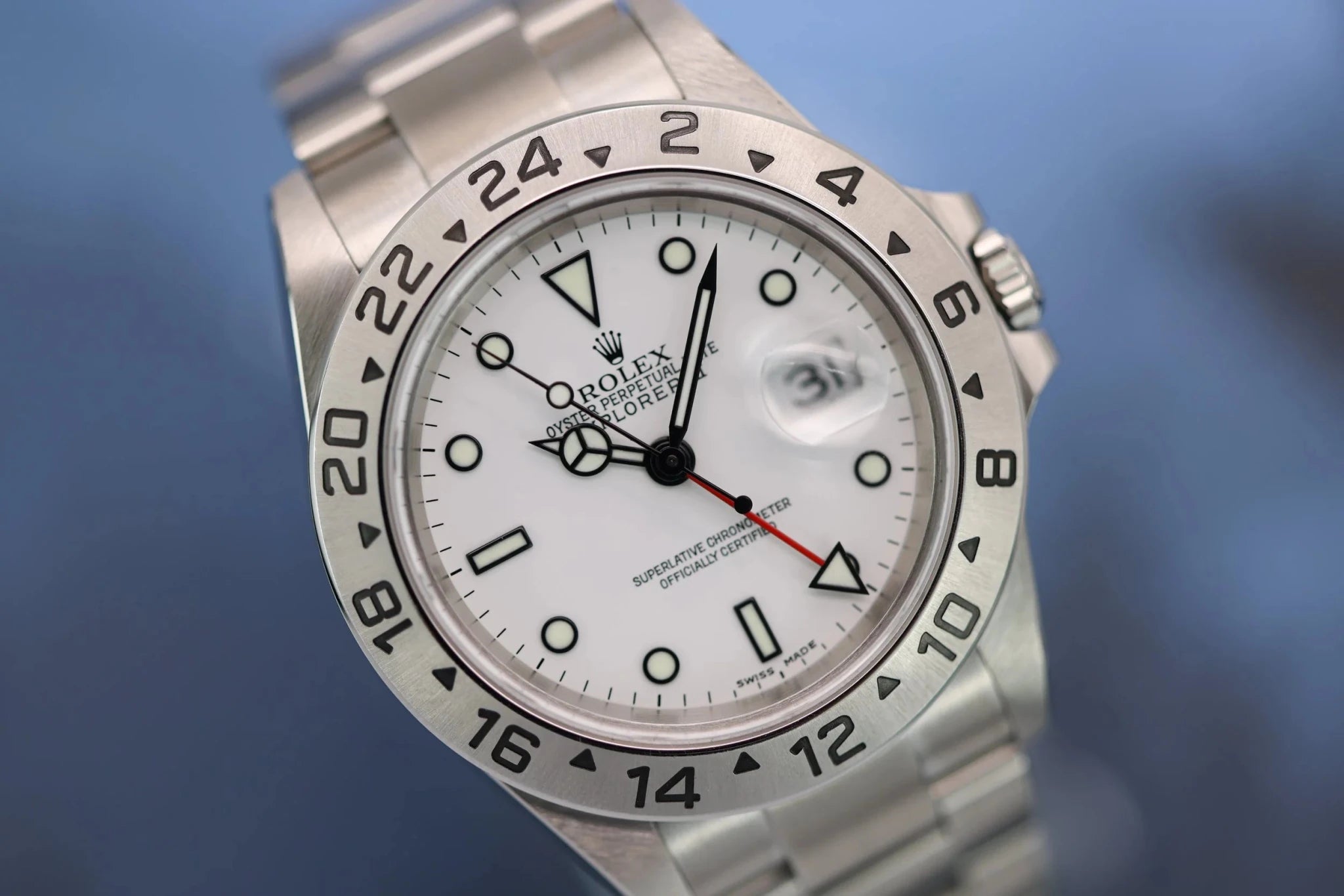 2004 Rolex Explorer II Ref. 16570 Polar | No-Holes Case - Sierra Time Co